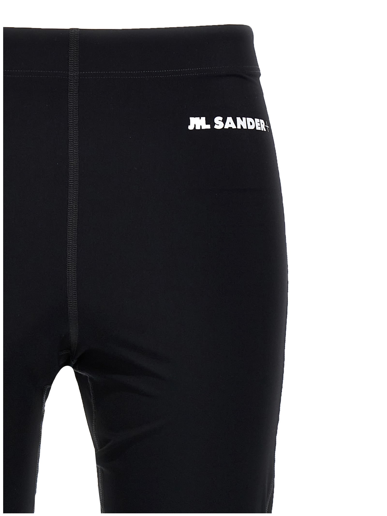 Jil Sander Black Leggings With Printed Waistband In Black