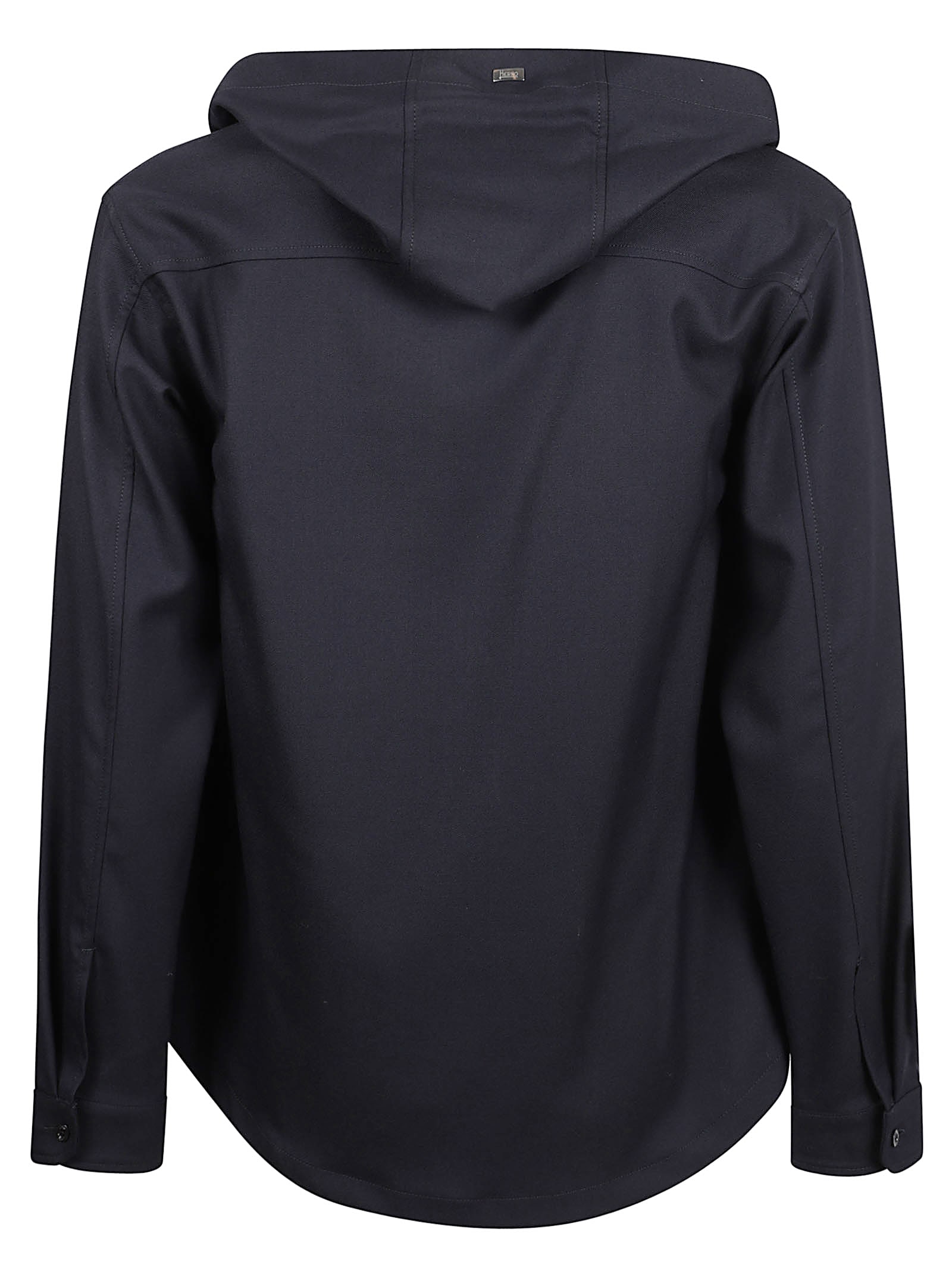 Herno Buttoned Hooded Shacket In Blue