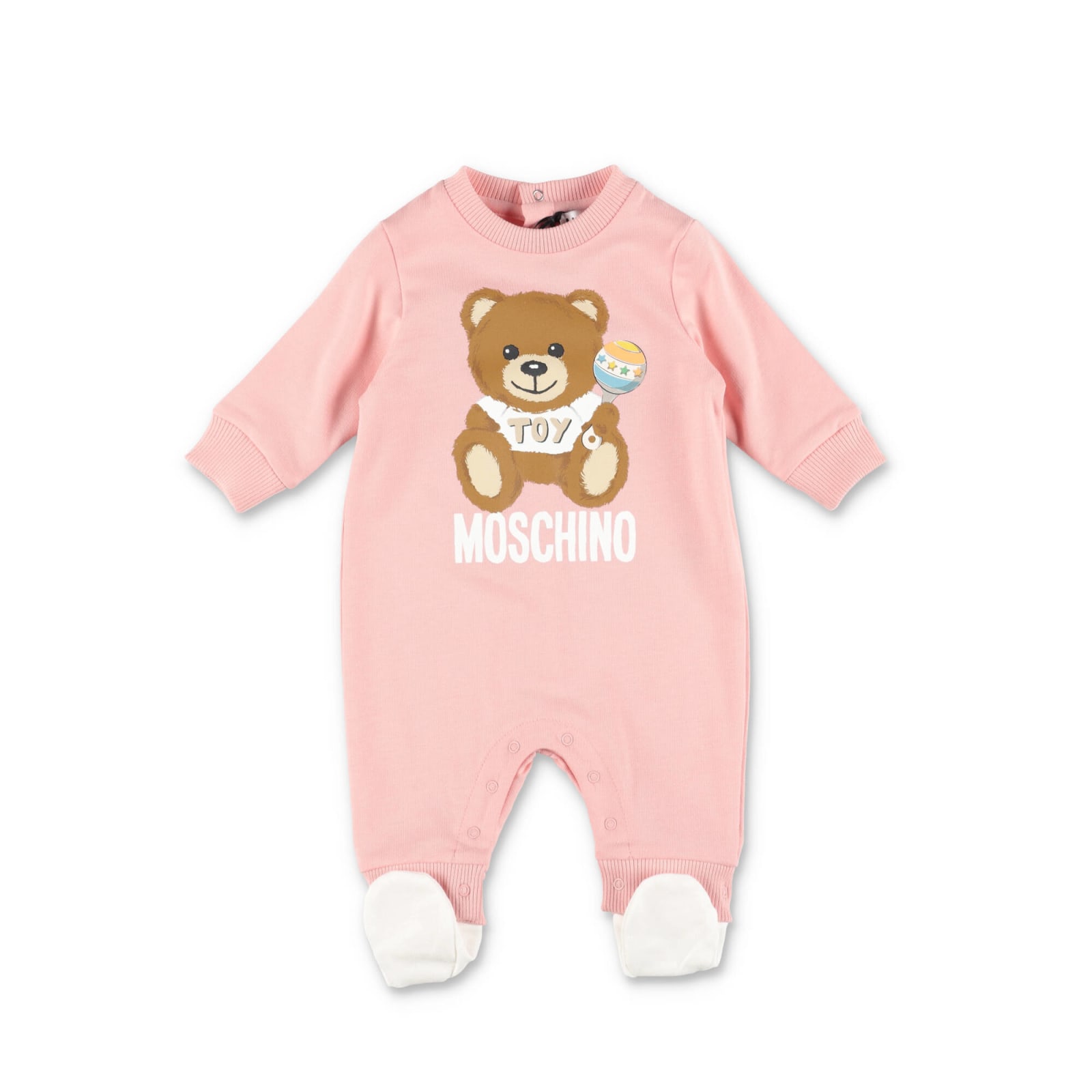 Moschino Tutina Teddy Bear Rosa In Felpa Di Cotone Baby Girl