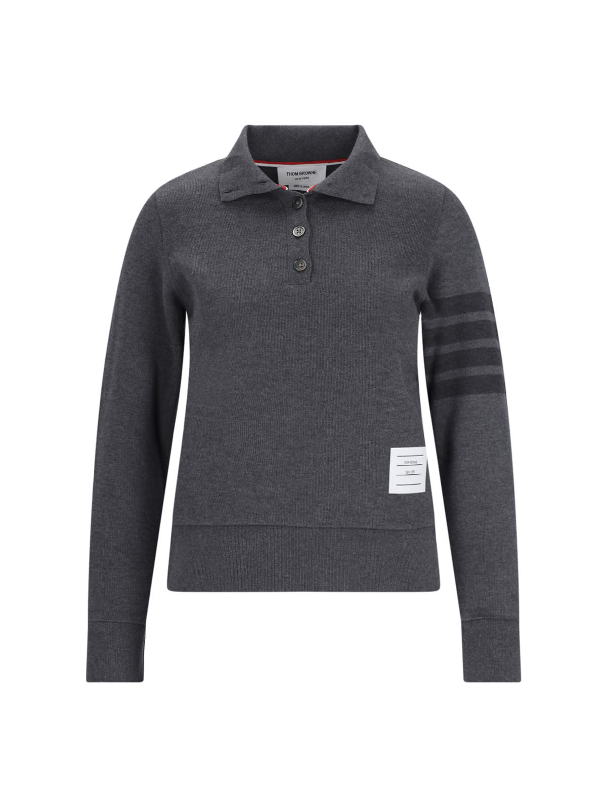 Shop Thom Browne Polo 4-bar In Gray