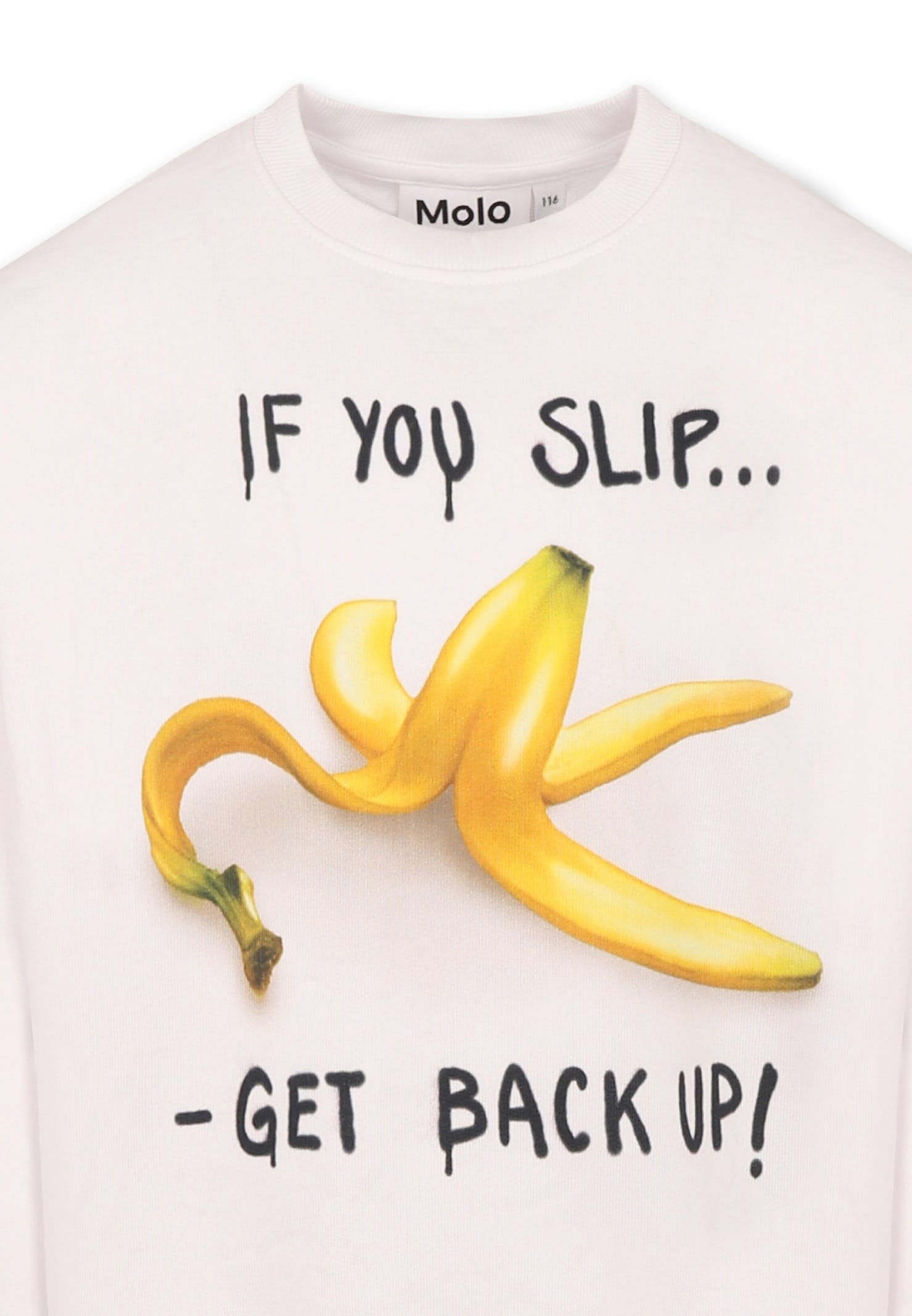 Molo White Sweatshirt For Boy With Banana In White