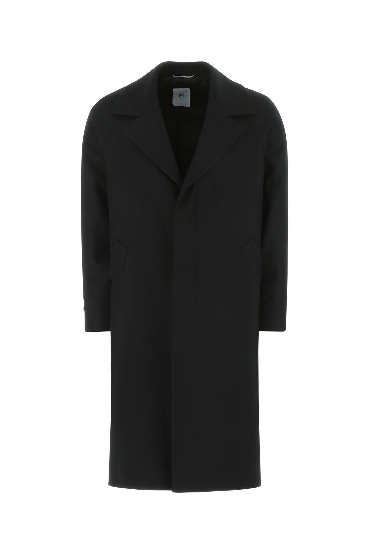 PT01 Black Wool Blend Coat