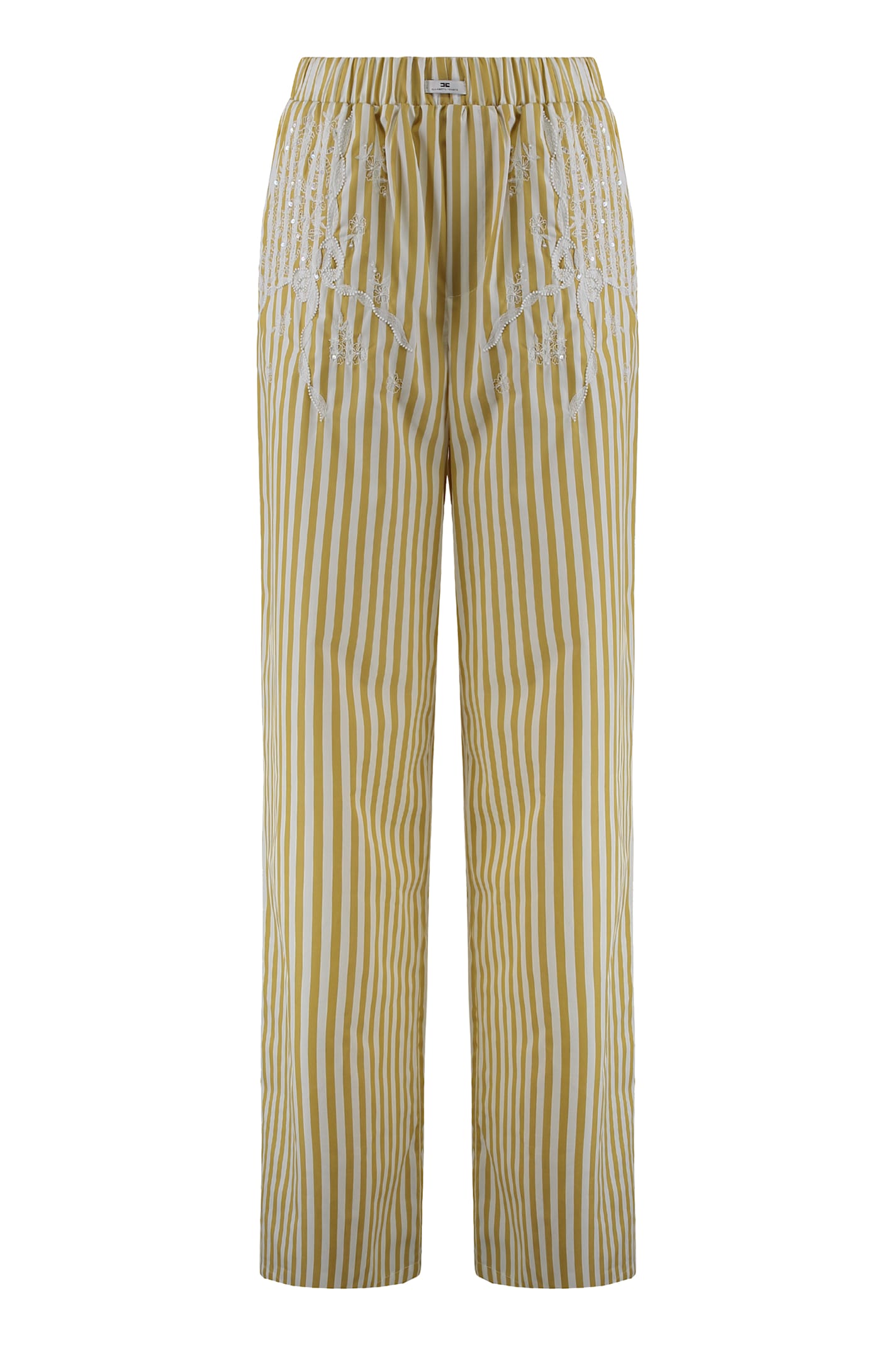 Elisabetta Franchi Poplin Cotton Trousers In Green