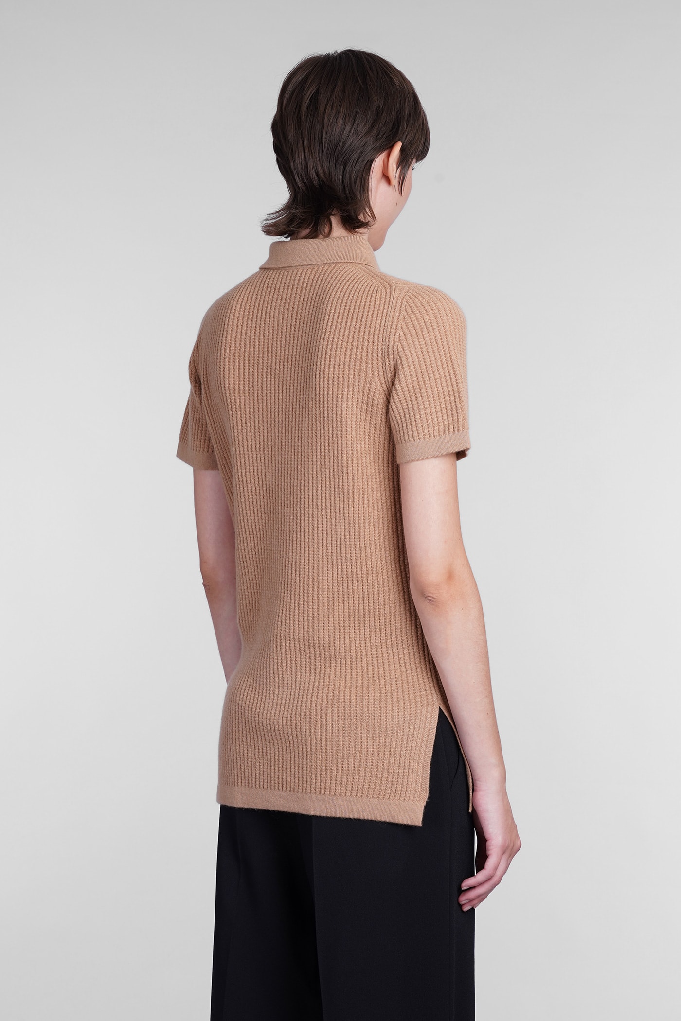 Shop Blumarine Polo In Brown Wool