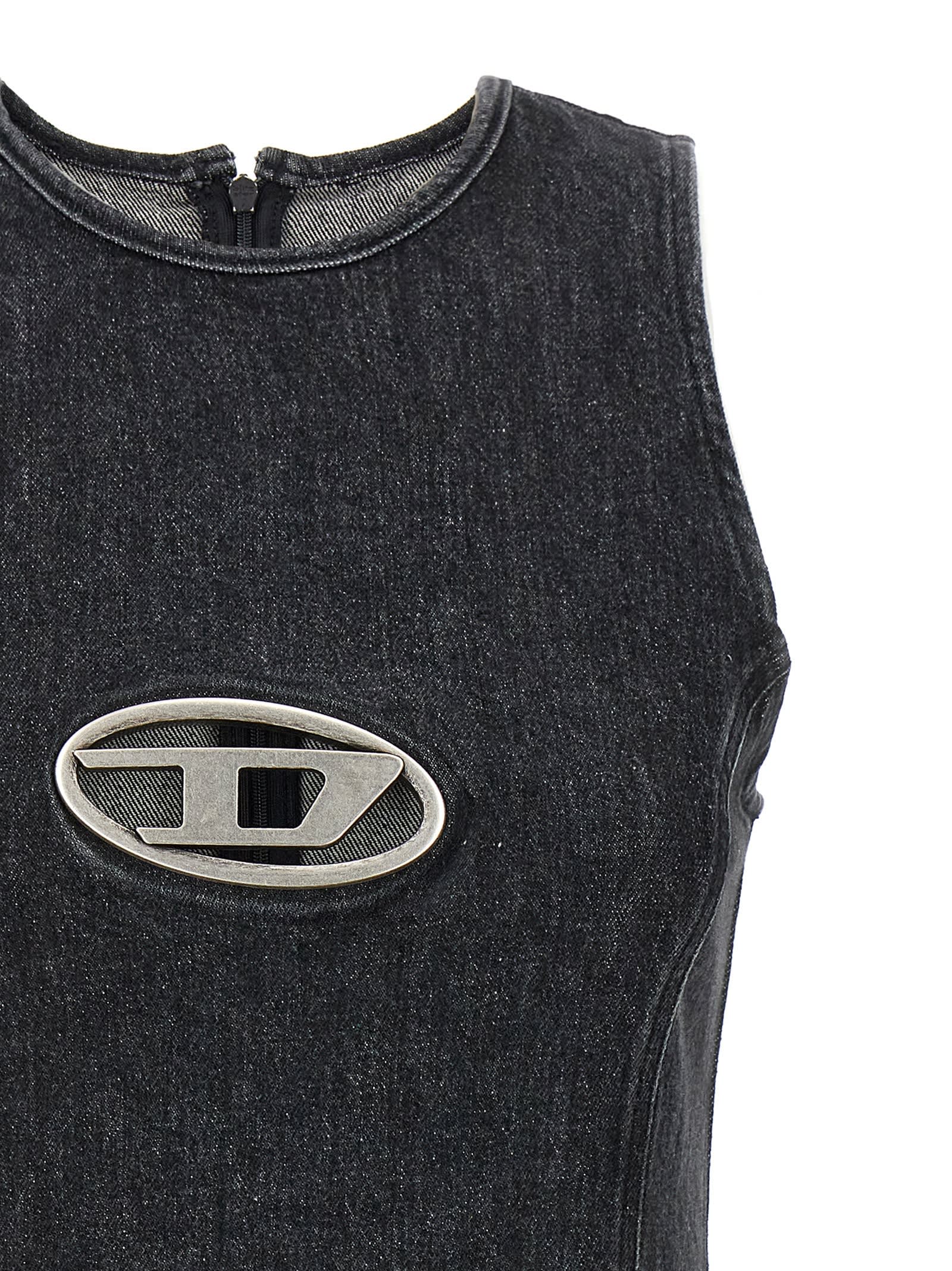 Diesel Mini Denim Dress In Black