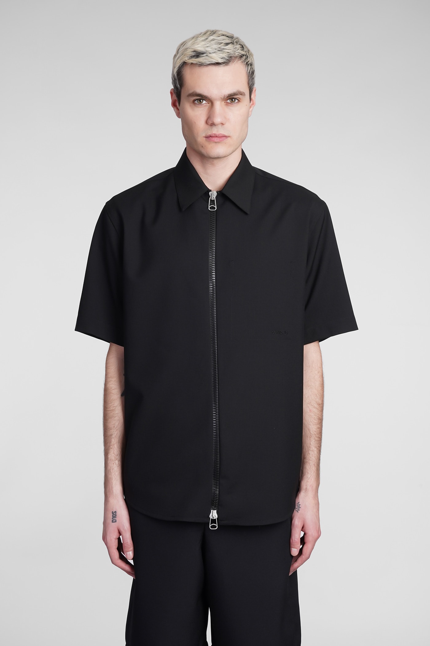 Oamc Shirt In Black Wool In Nero | ModeSens