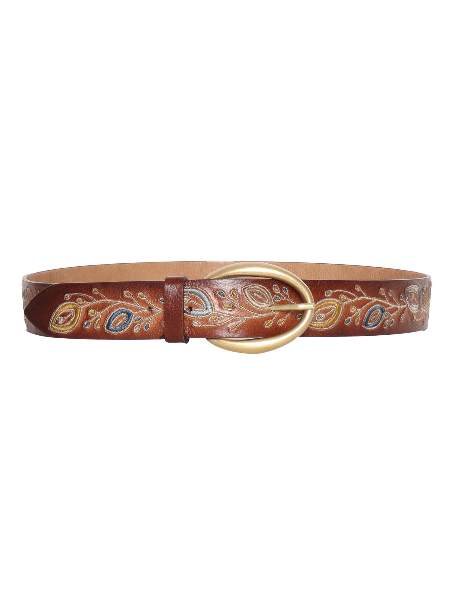 Leather Belt With Embroidery