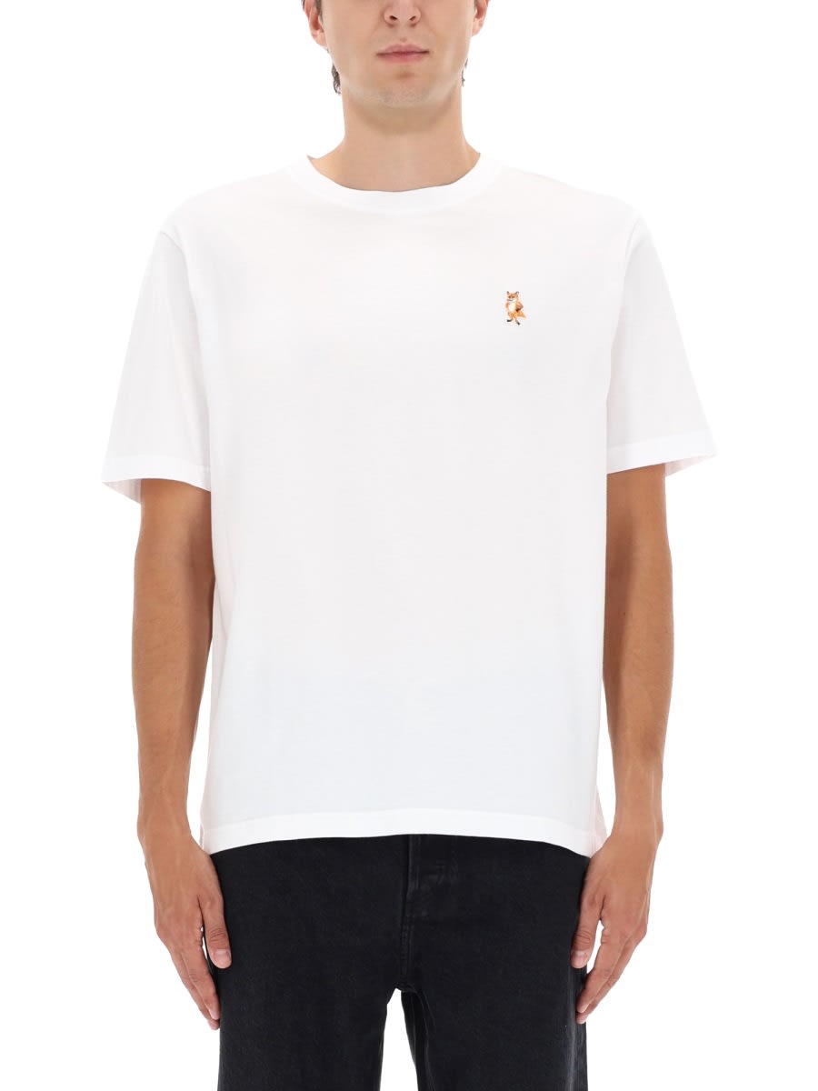 Maison Kitsuné Maison Kitsune Fox Head Patch T Shirt White In White