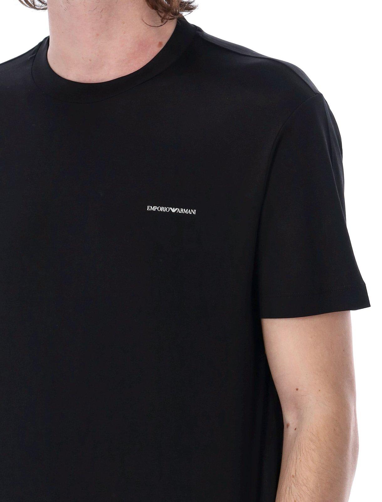Shop Emporio Armani Logo Printed Crewneck T-shirt In Black