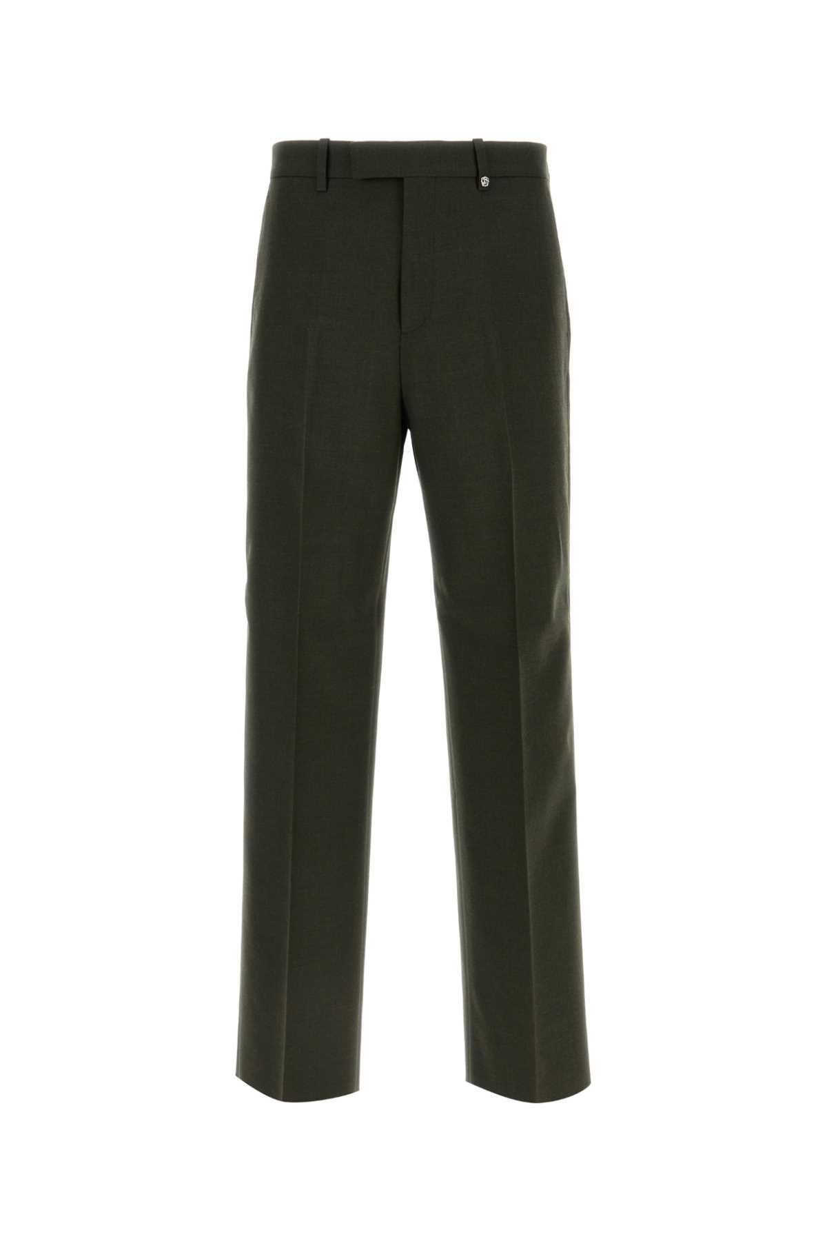 Shop Burberry Bottle Green Wool Pant In Glen