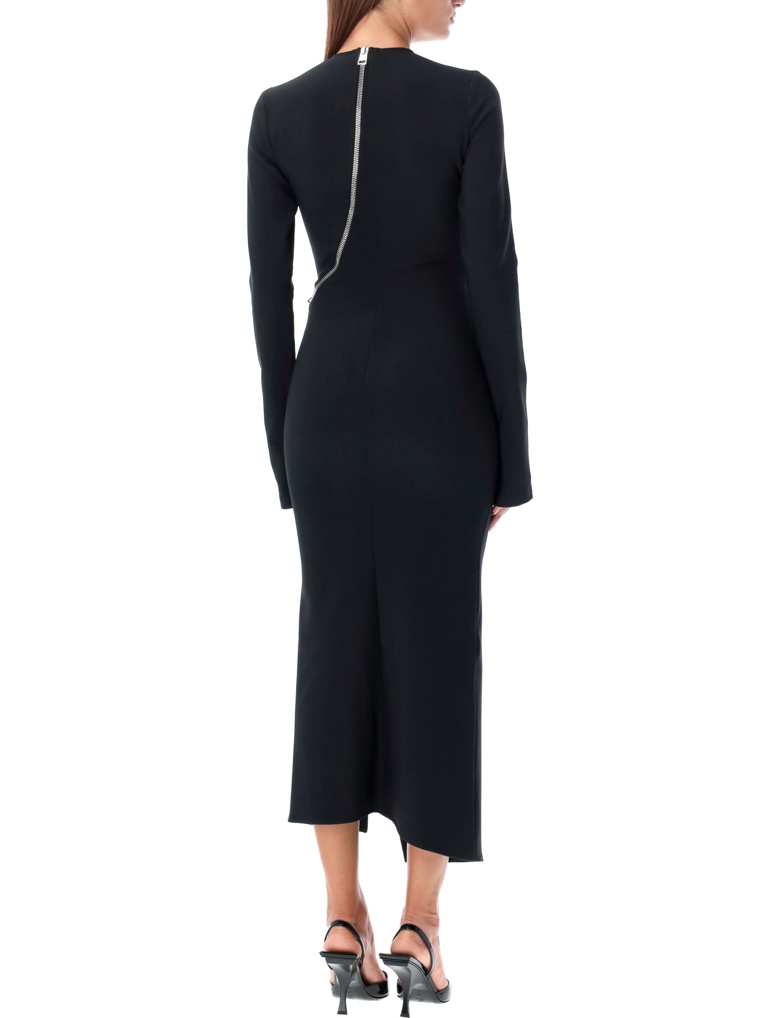 Shop Attico Midi Dress Zip In Black