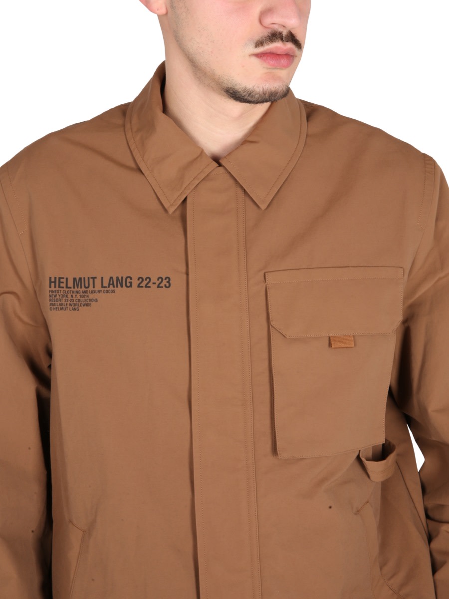 Helmut Lang Logo-print Utility Jacket In Beige
