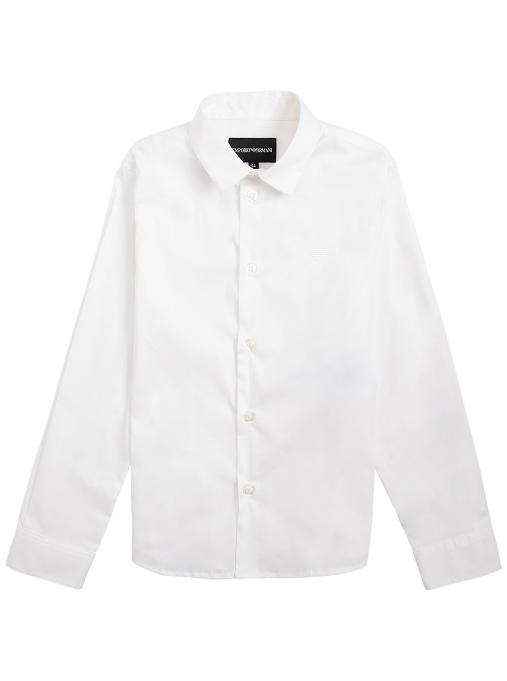 Emporio Armani Kids' White Cotton Poplin Shirt In Bianco Ottico