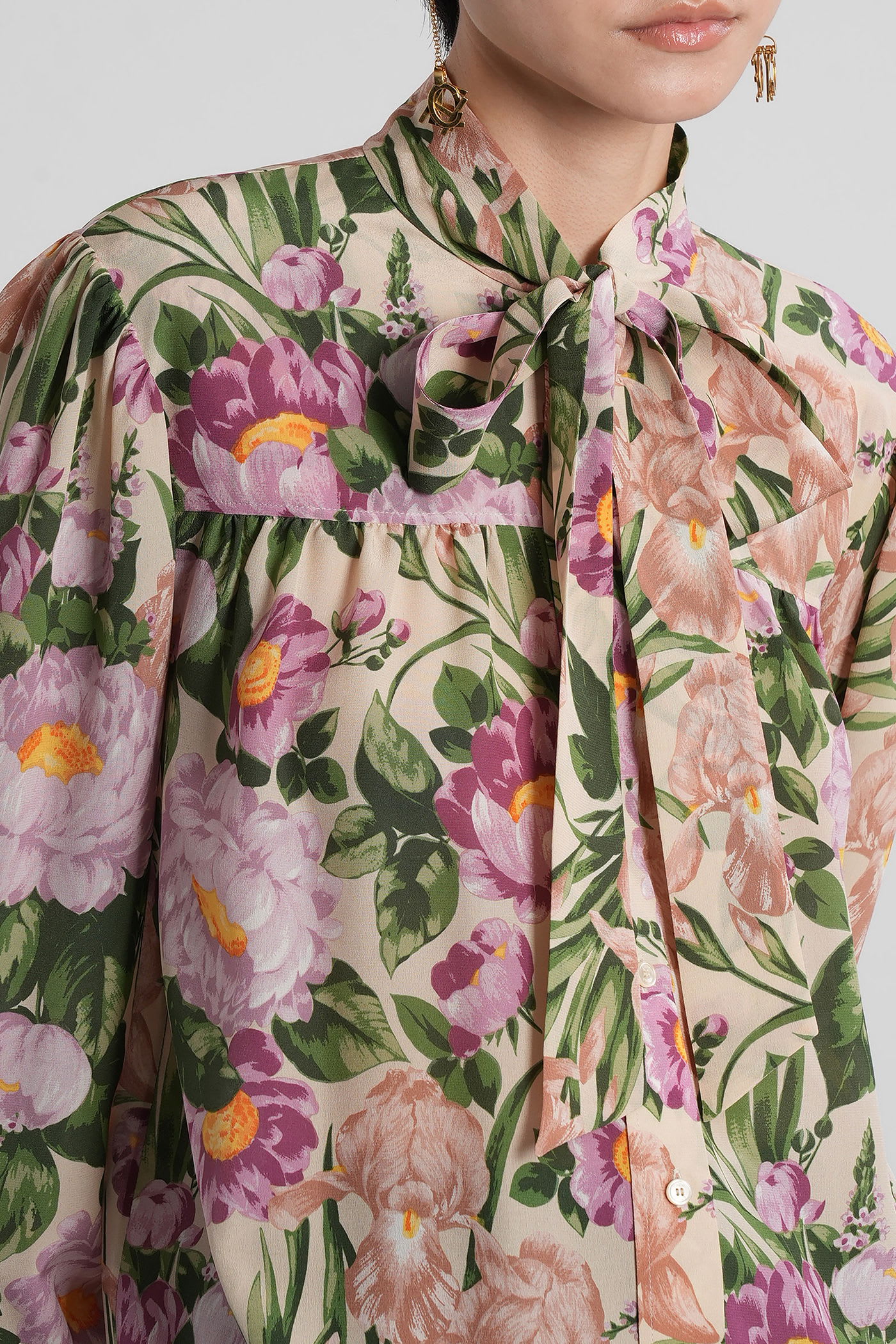 Chloé Chloe Printed Crepe Shirt In Multi