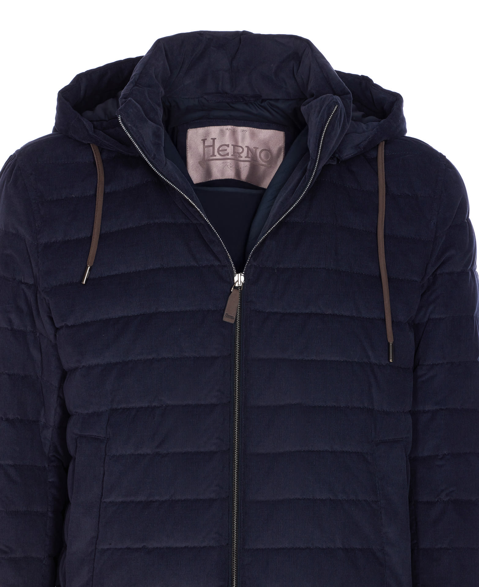 Herno Hooded Quilted Down Jacket In Blue