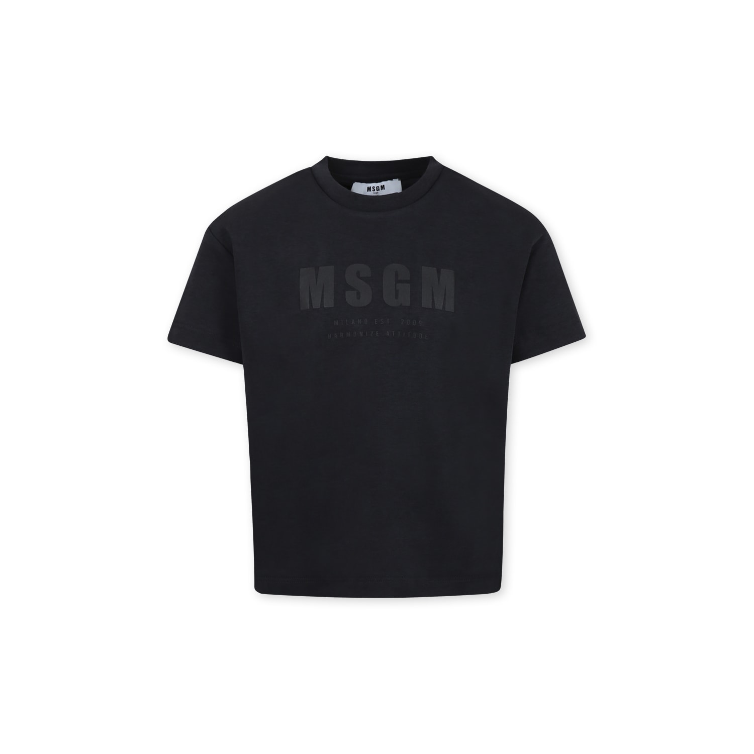 Shop Msgm Black T-shirt For Kids With Logo
