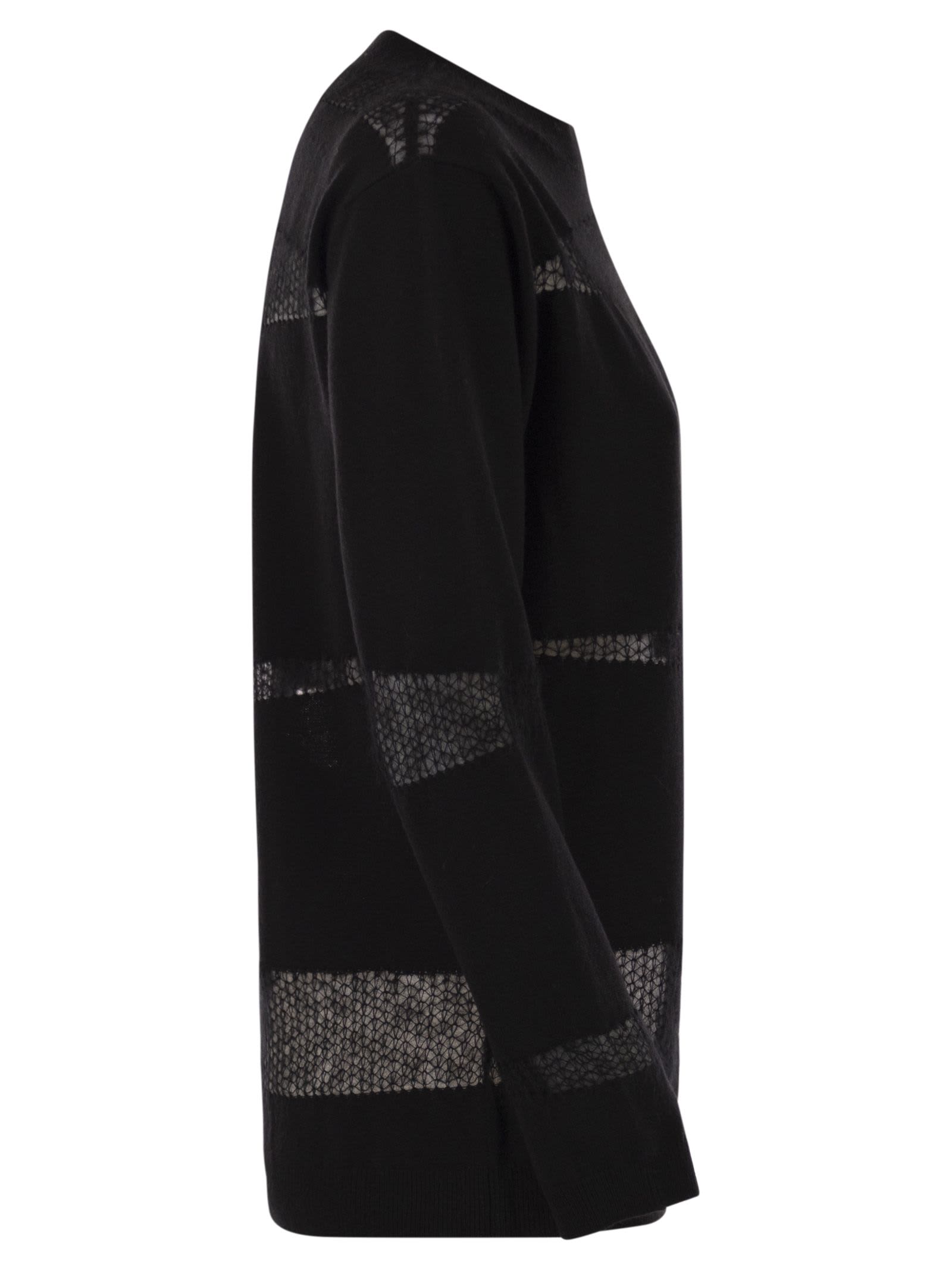 Fabiana Filippi Platinum Boat Neck Sweater In Black