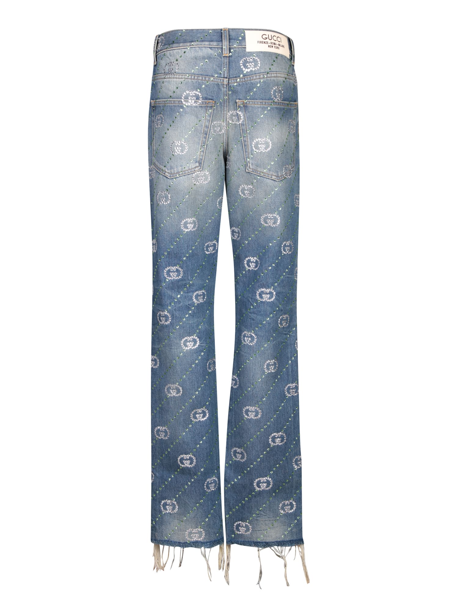 Shop Gucci Gg Crossover Crystals Jeans In Blue