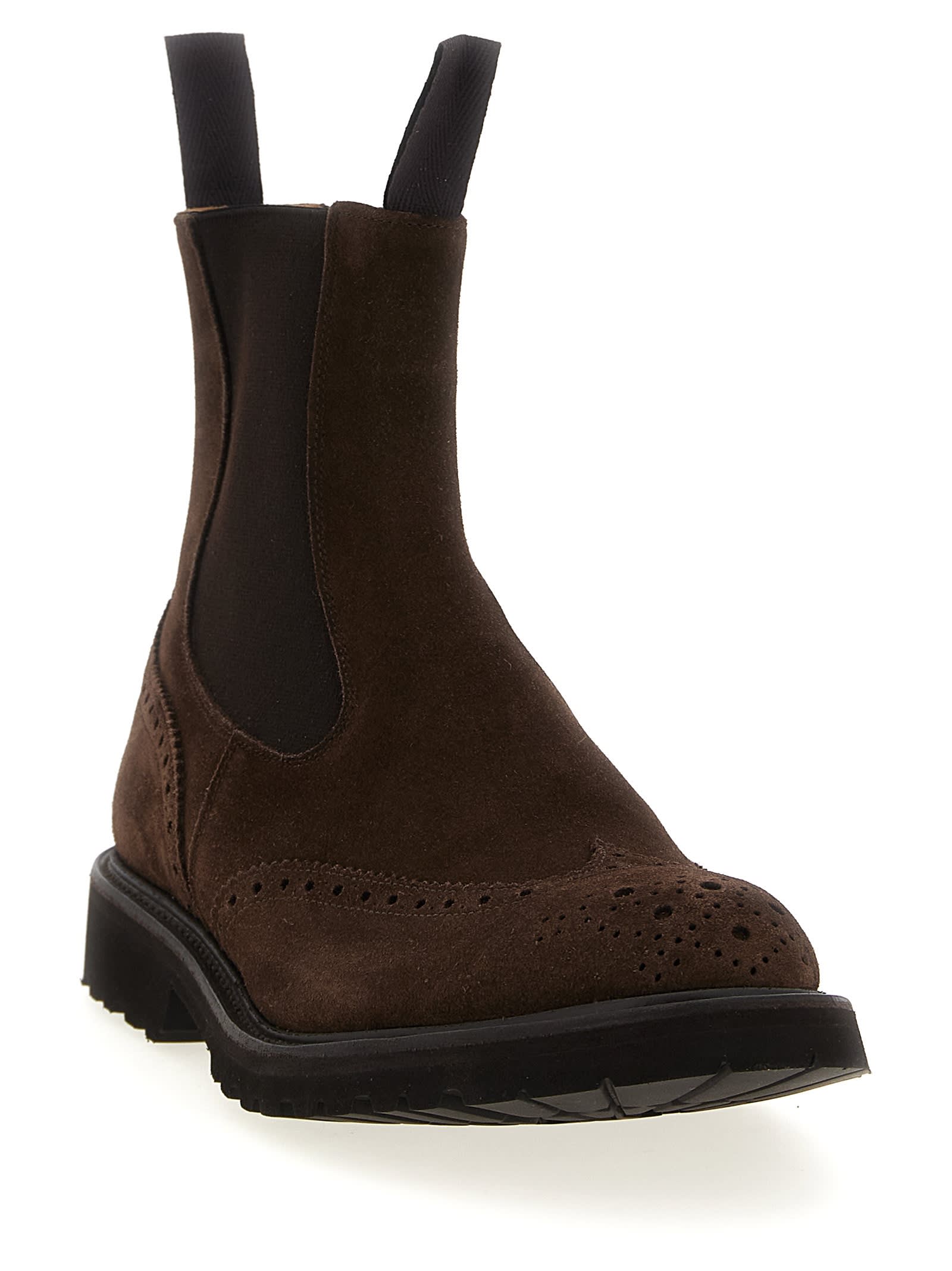 Tricker's Henry Elastic-strap Brogue Boots In Brown