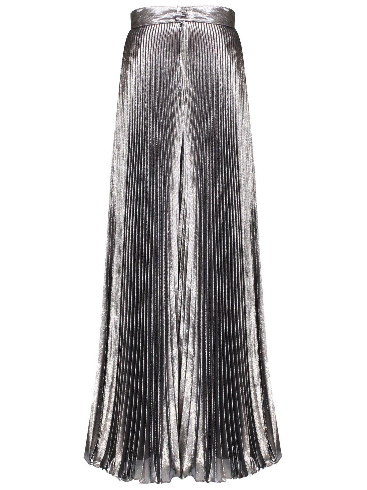 Shop Max Mara Pleated Metallic Trousers In Brown