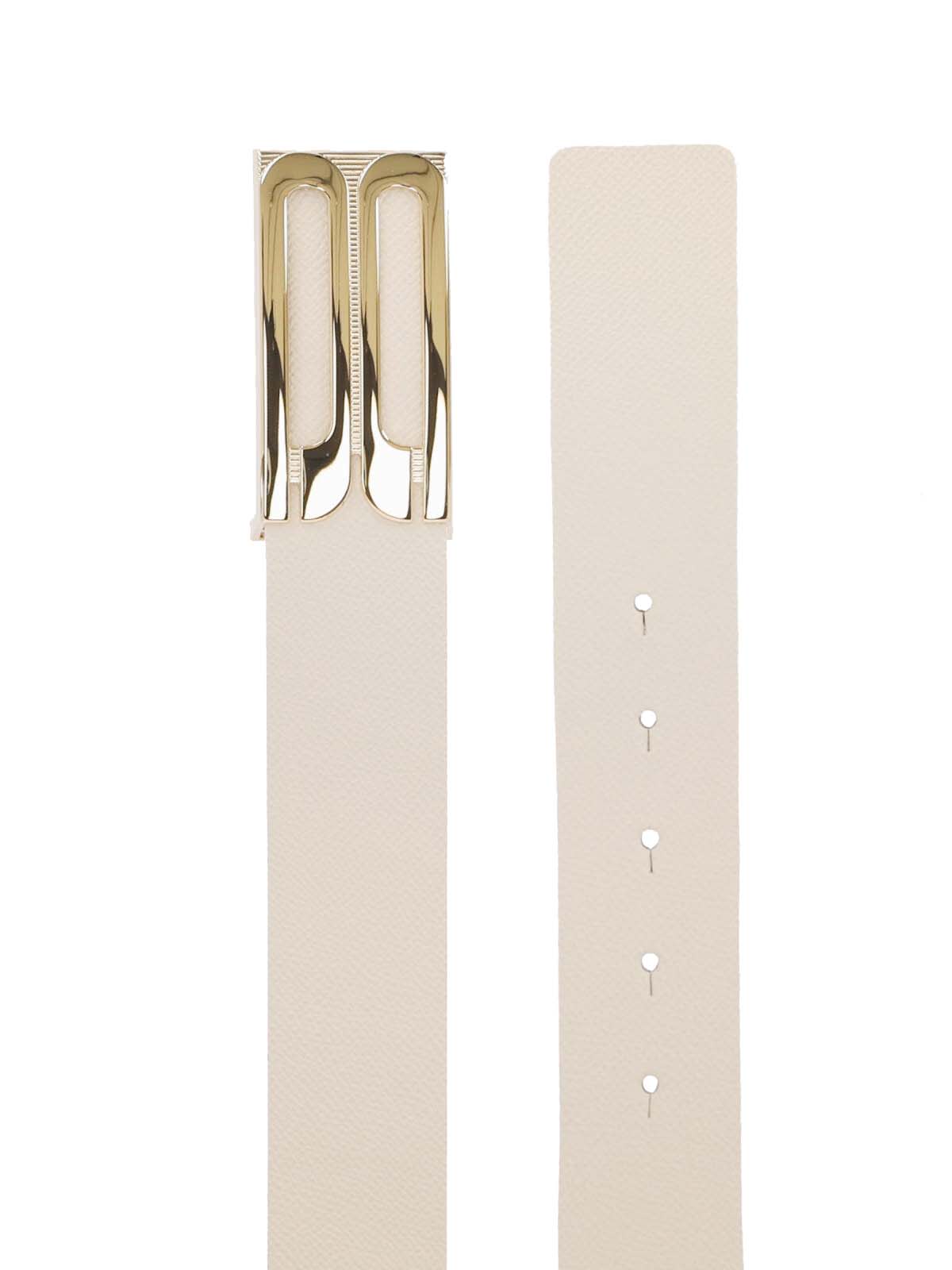 Victoria Beckham Adjustable Length Metallic Buckle Smooth Finish Belts In Neutral