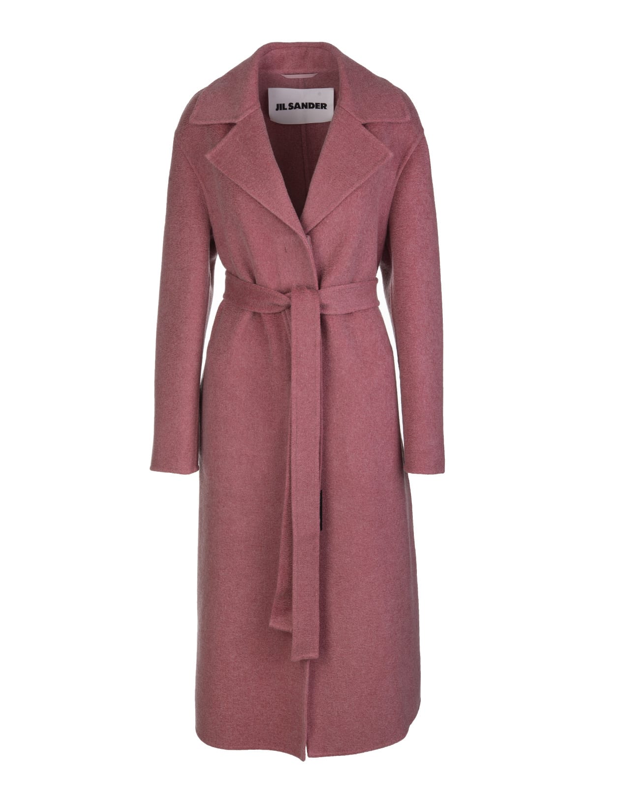 Jil Sander Long Oversized Coat In Dark Pink Cashmere