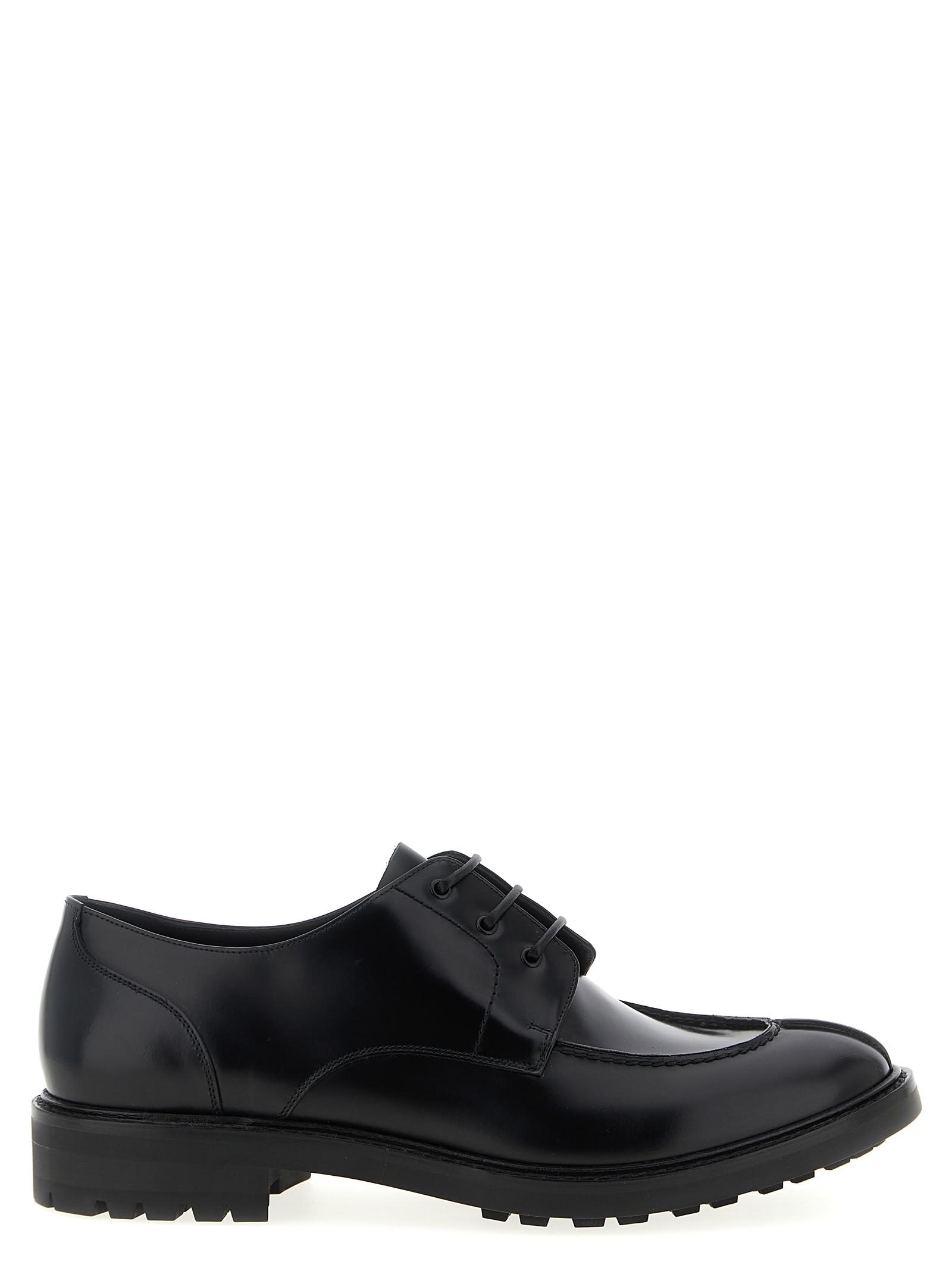 Saint Laurent Smooth Leather Linen Derbies Shoes In Black