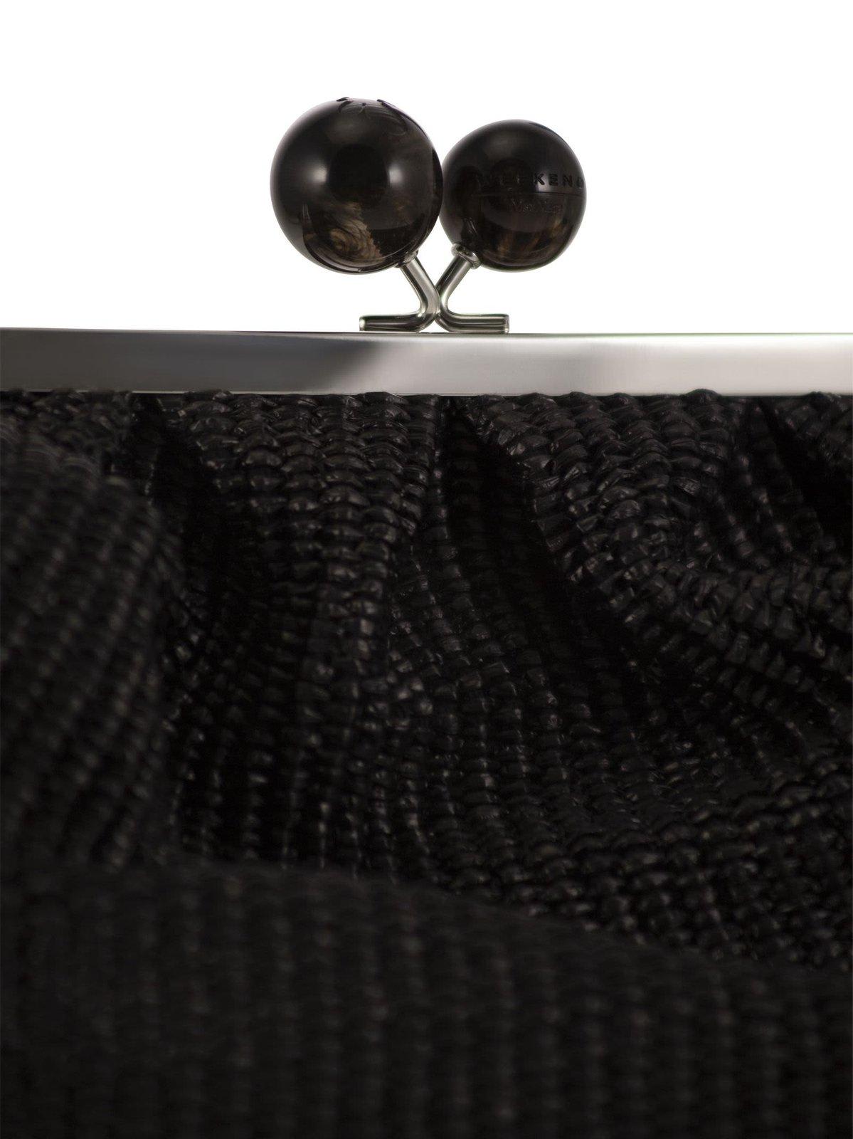 Shop Weekend Max Mara Embellished Chain Link Clutch Bag In Black