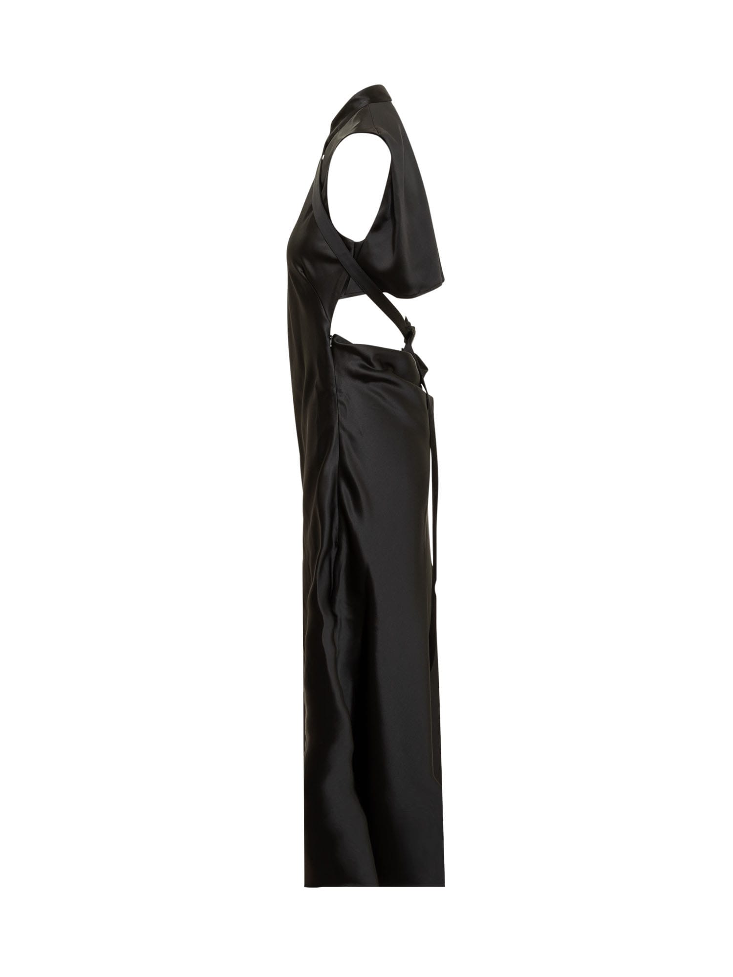 Shop Off-white Satin Dress In Black