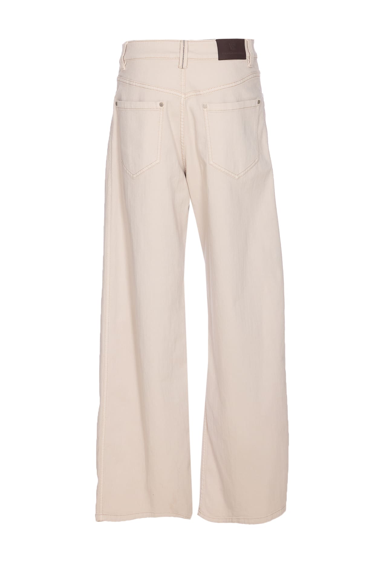 Brunello Cucinelli Loose Barrel Denim Pants With Monile In Neutral
