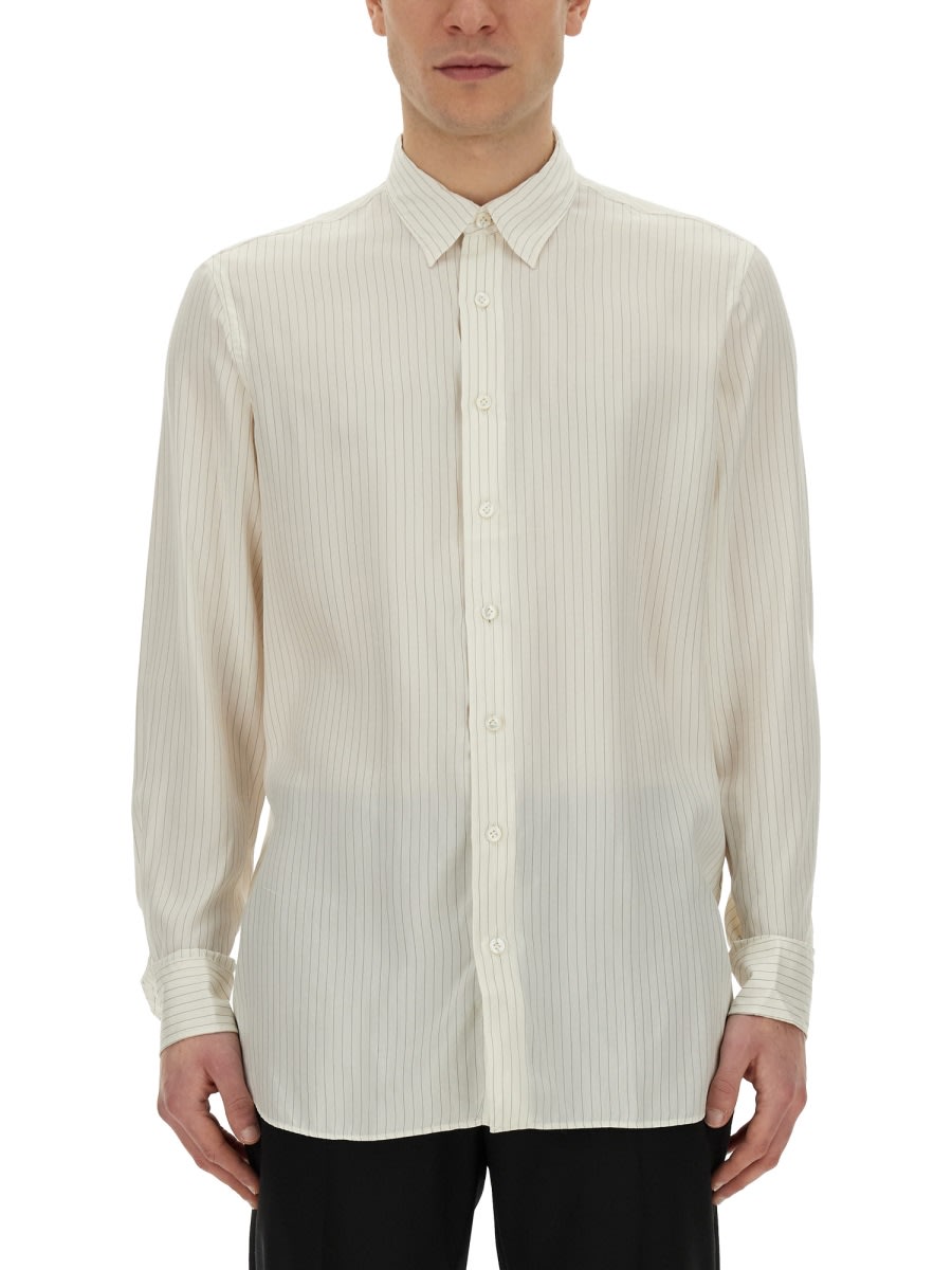 Shop Lardini Striped Shirt In Cream