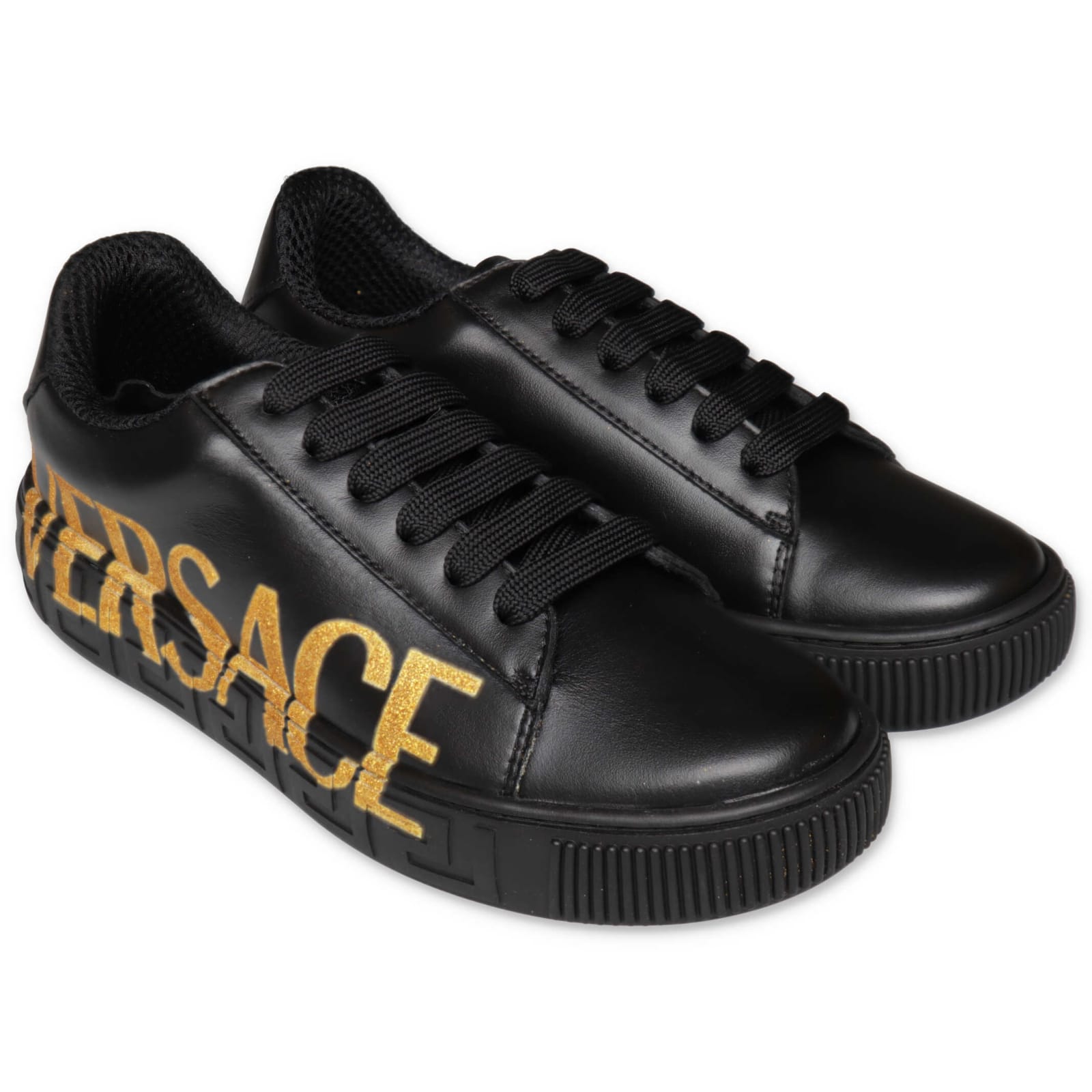 Versace Sneakers Nere In Pelle