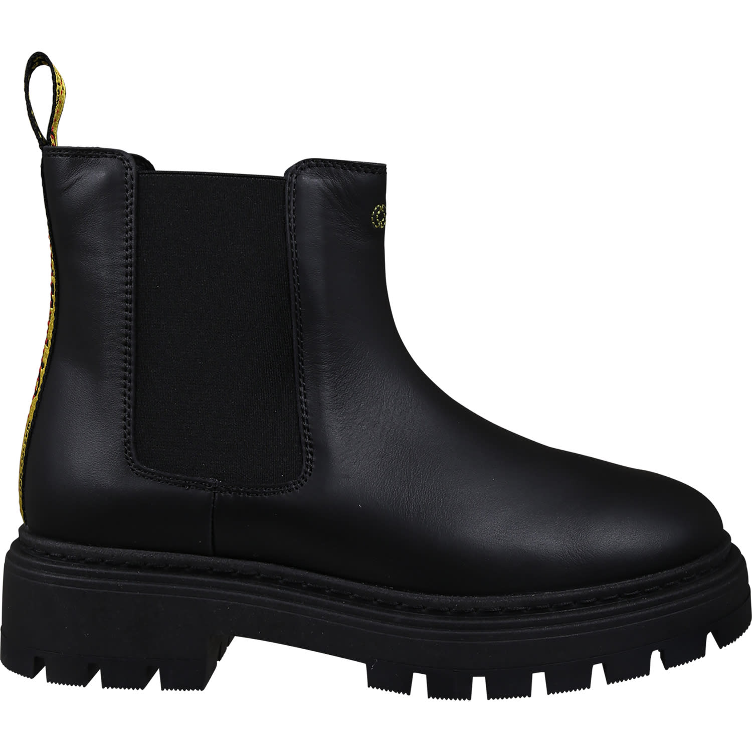 Off-white Black Ankle Boots For Kids With Logo