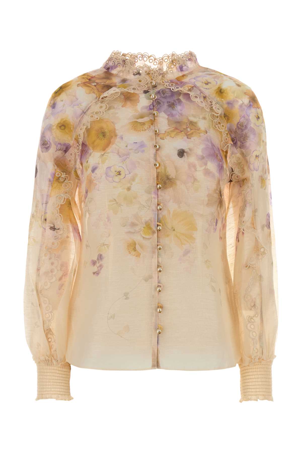 Zimmermann Printed Linen Blend Memento Shirt In Neutral