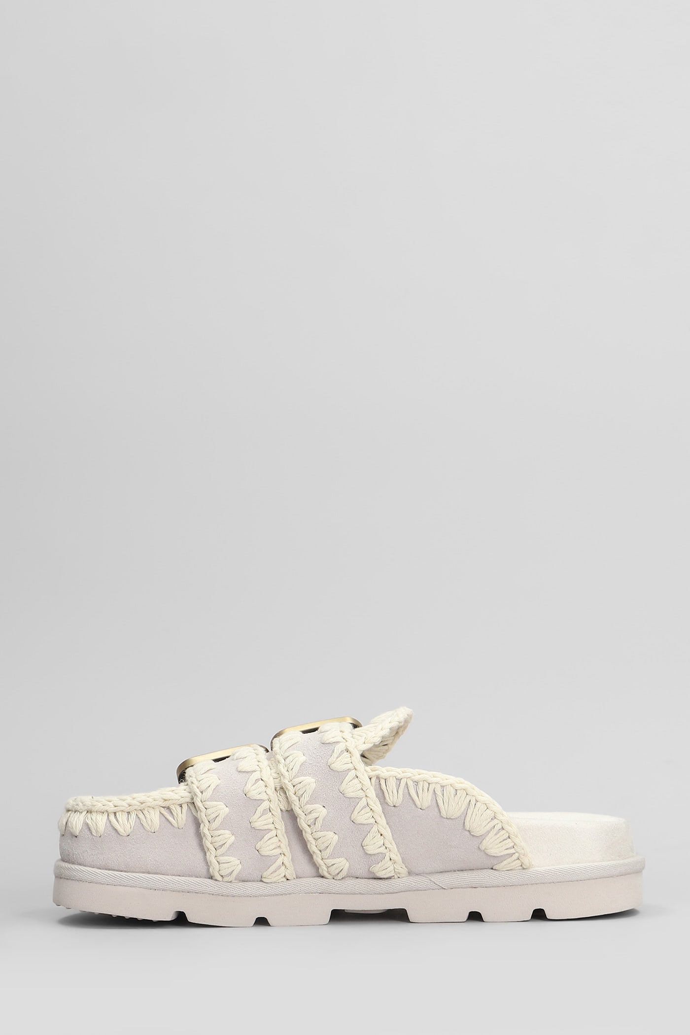 Mou Low Bio Sabot Slipper-mule In Grey Suede In Grey