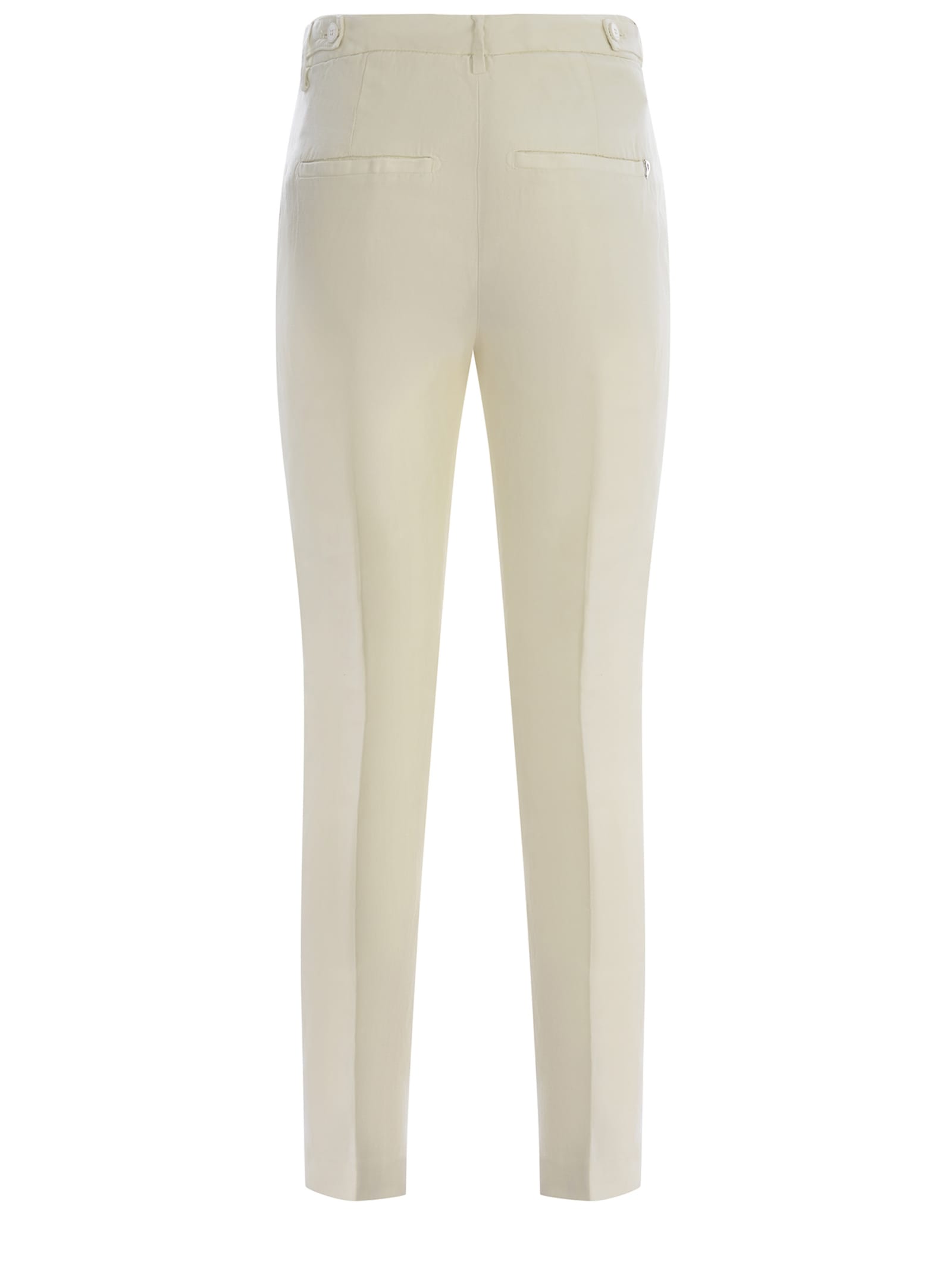 Shop Dondup Trousers  Ariel 27inches Made Of Linen Blend In Crema
