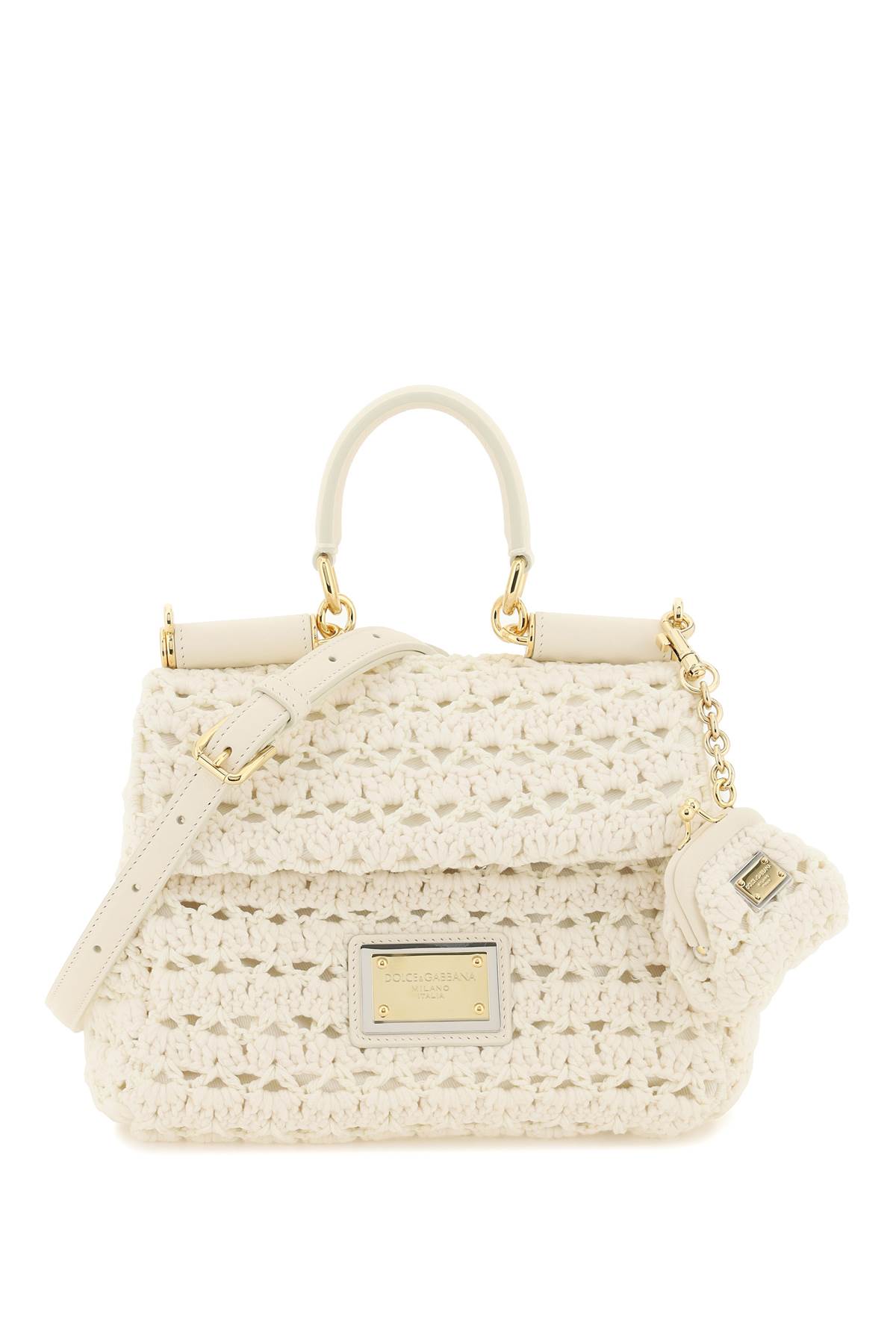 Shop Dolce & Gabbana Crochet Sicily Bag In White