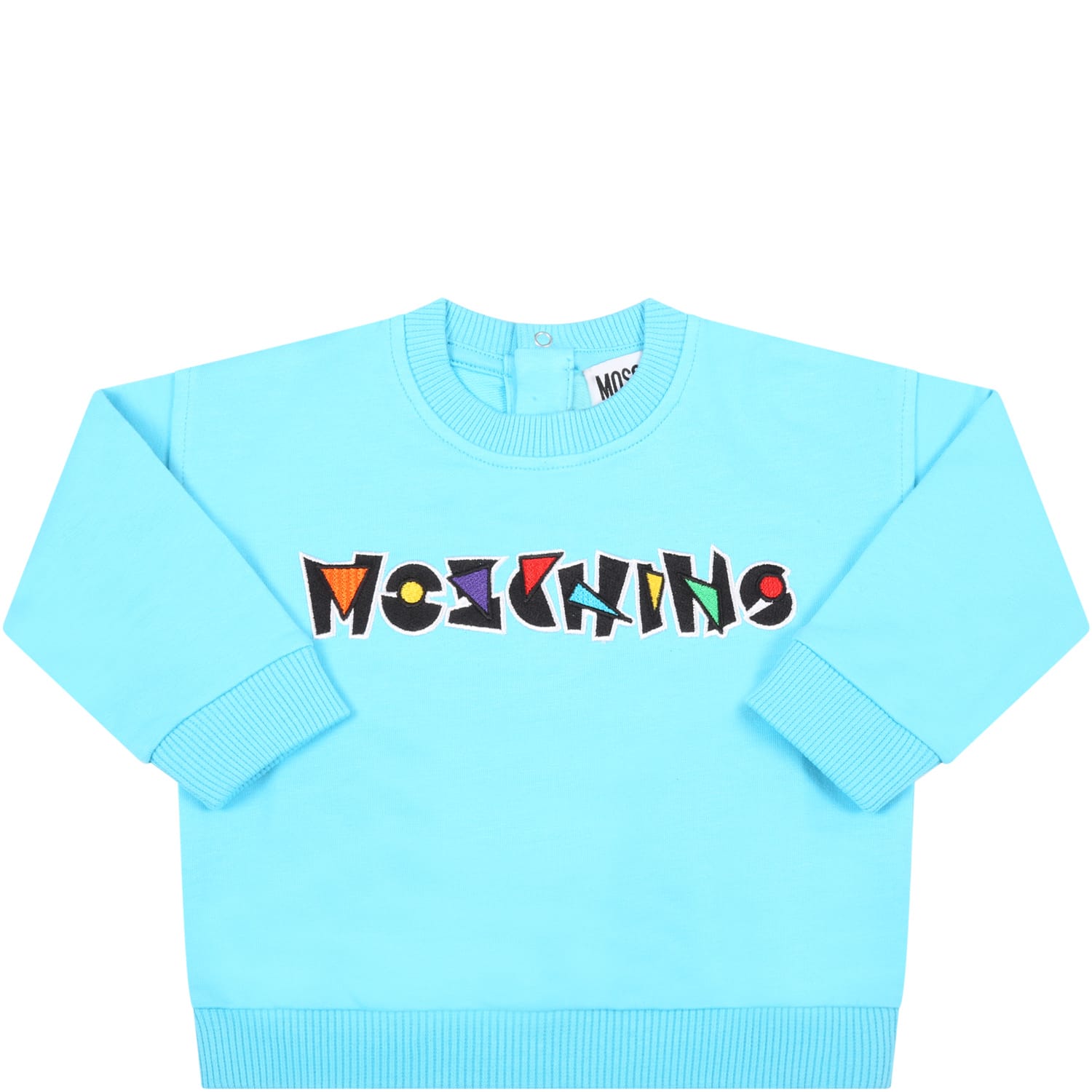 Moschino Felpa Celeste Per Neonato Con Logo