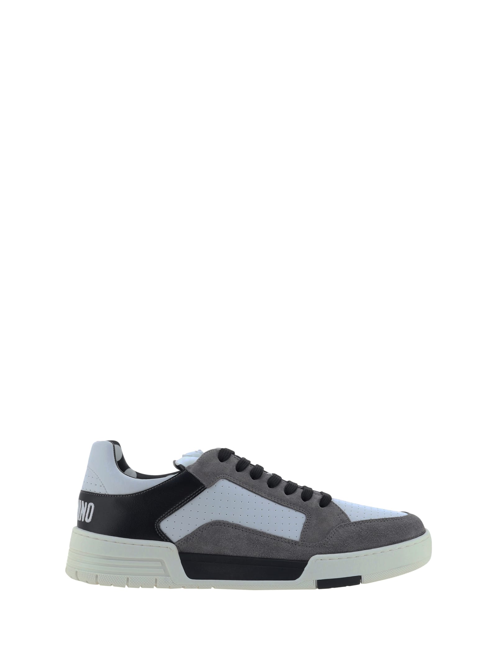 Shop Moschino Sneakers In Bianco/grigio