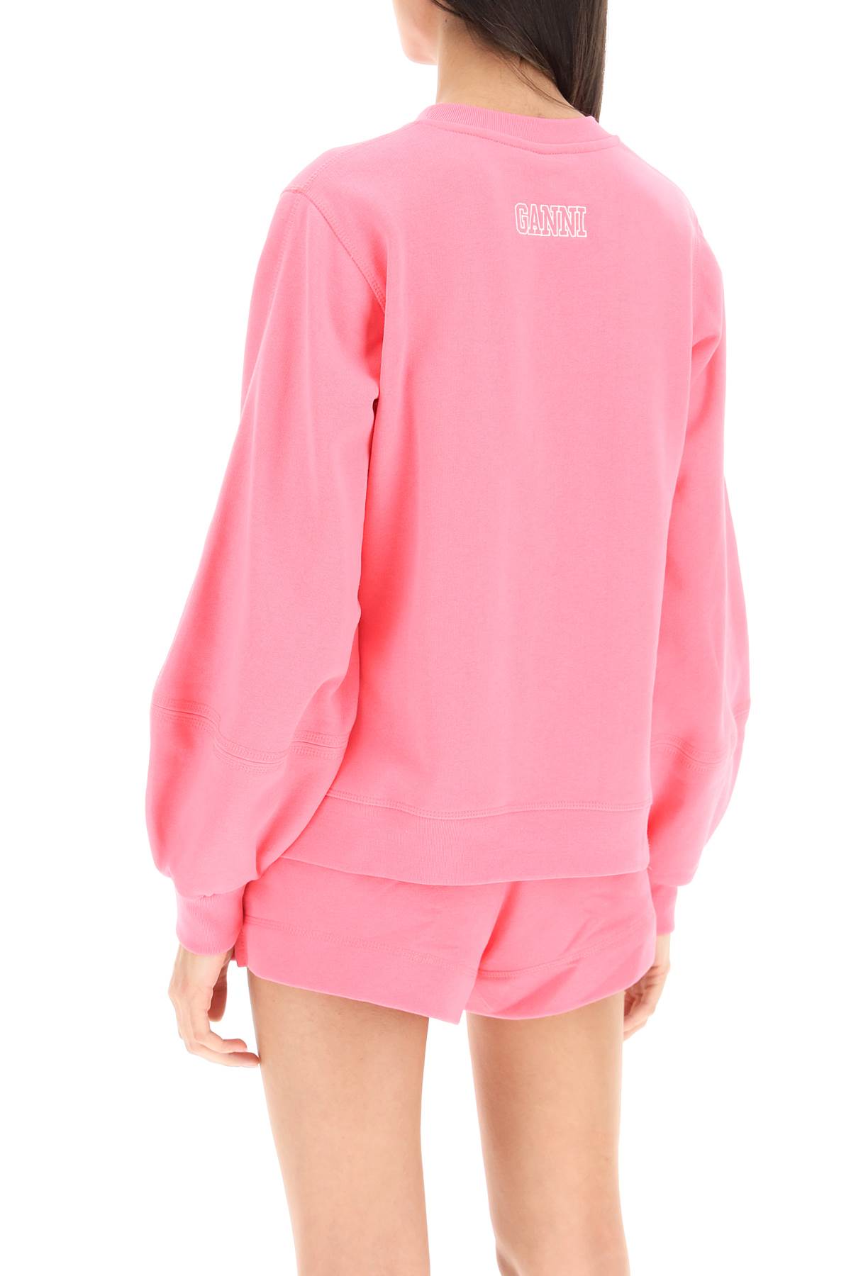 Shop Ganni Software Isoli Puff Sleeves Sweatshirt In Sugar Plum (pink)