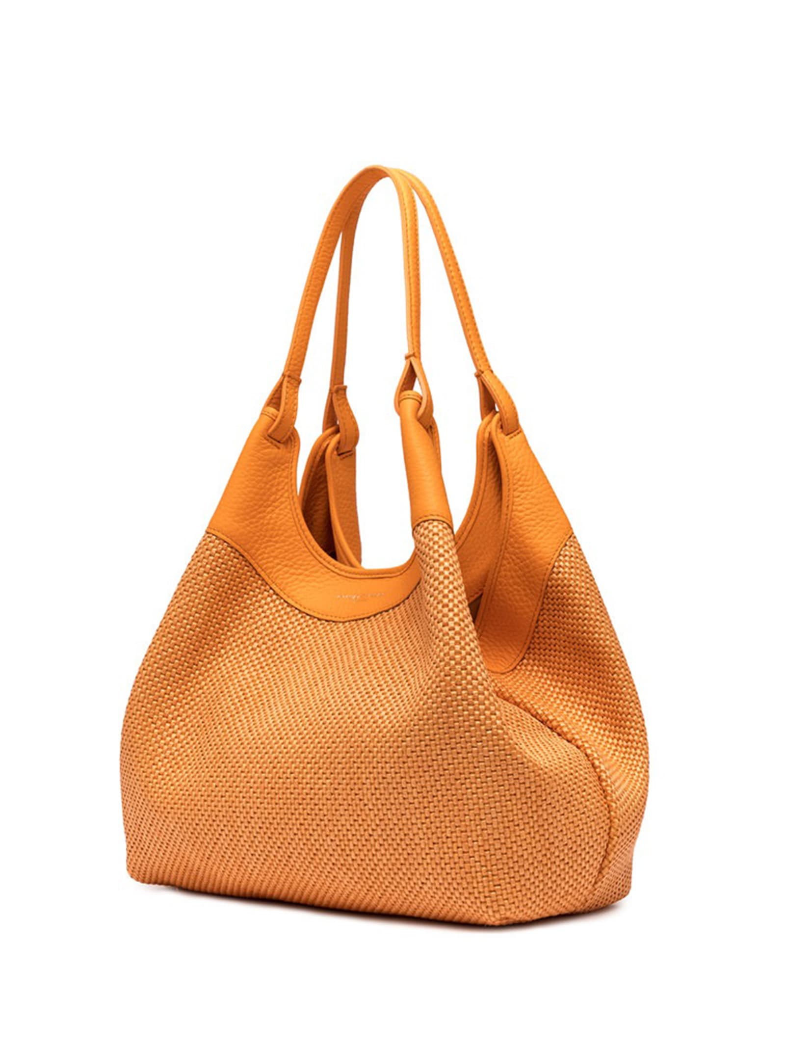 Shop Gianni Chiarini Dua Bag In Orange Woven Straw In Flame Orange
