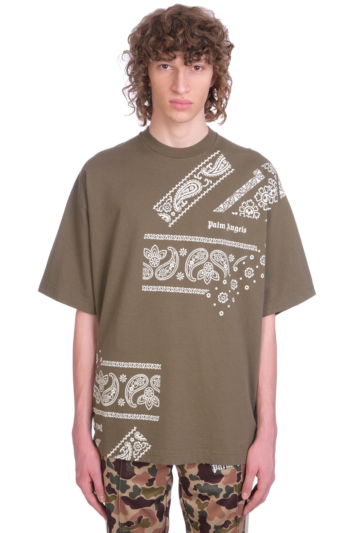 Palm Angels T-shirt In Green Cotton