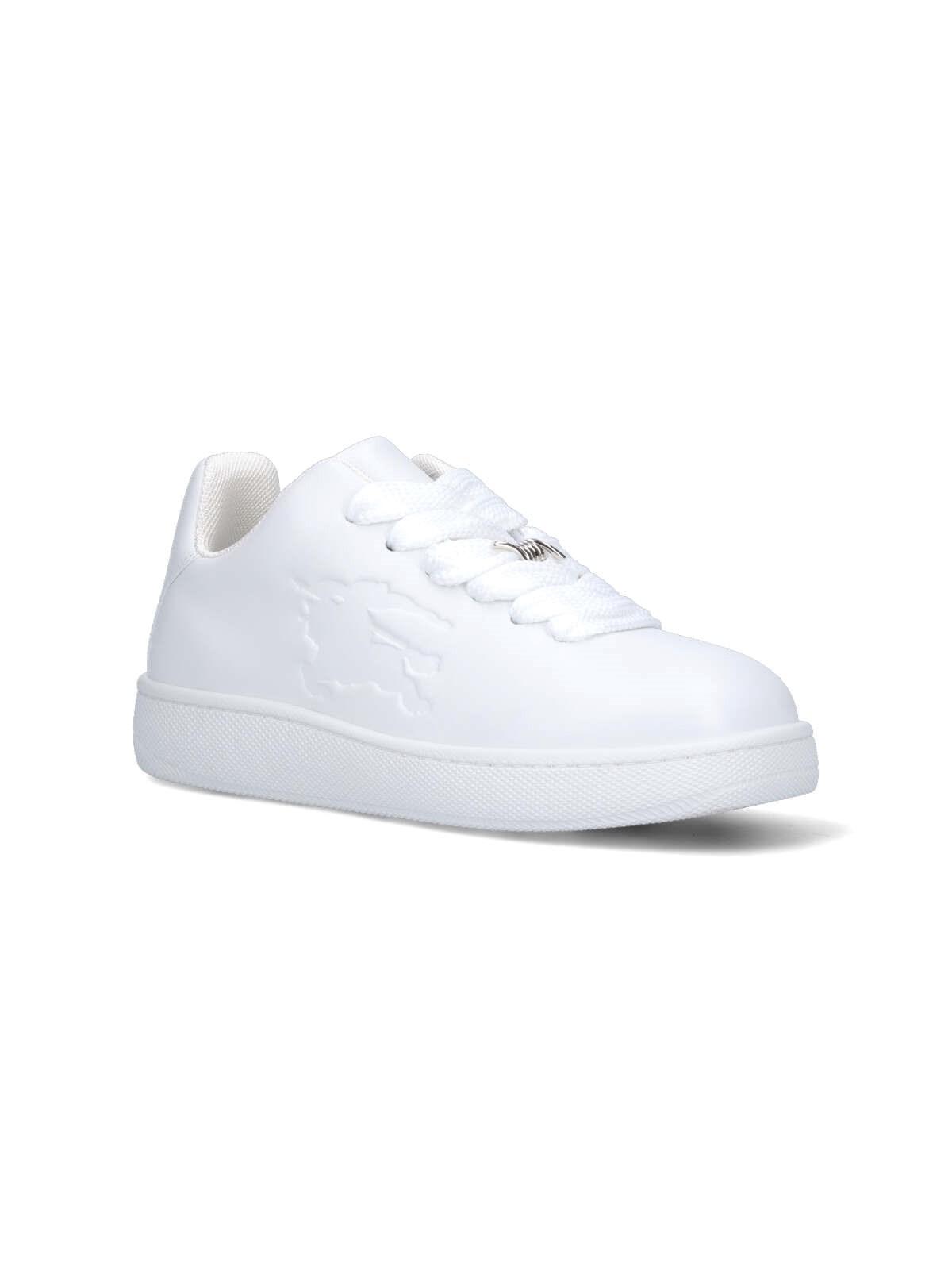 Shop Burberry Box Sneakers In White