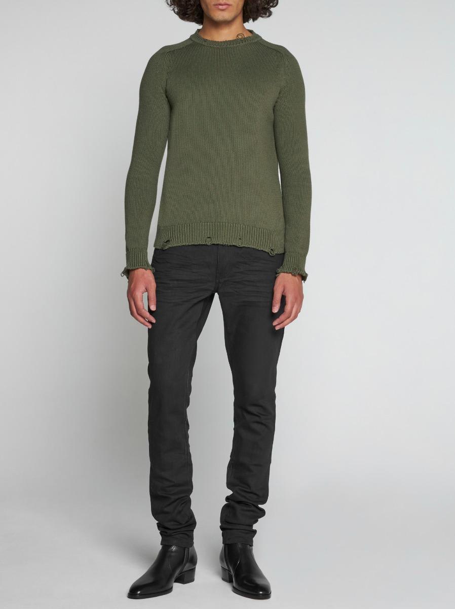 Shop Saint Laurent Cotton Sweater In Marrone