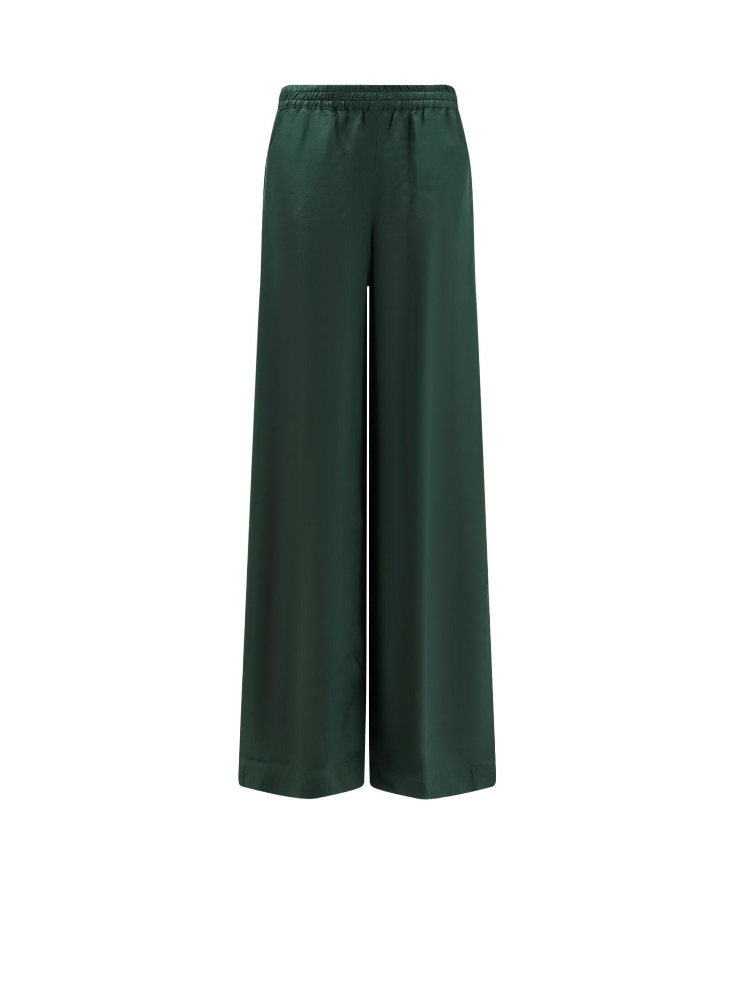 Aspesi Trousers Elastic Waistband Side Welt Pockets Wide Leg In Green