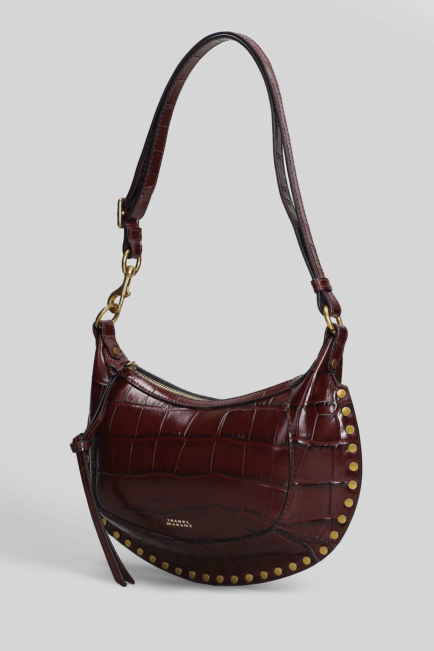 Isabel Marant Oskan Moon Shoulder Bag In Bordeaux Leather In Burgundy