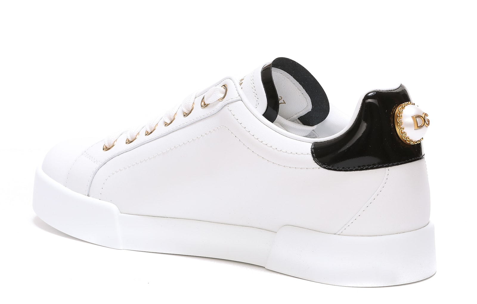 Shop Dolce & Gabbana Portofino Sneakers In Bianco/nero/oro