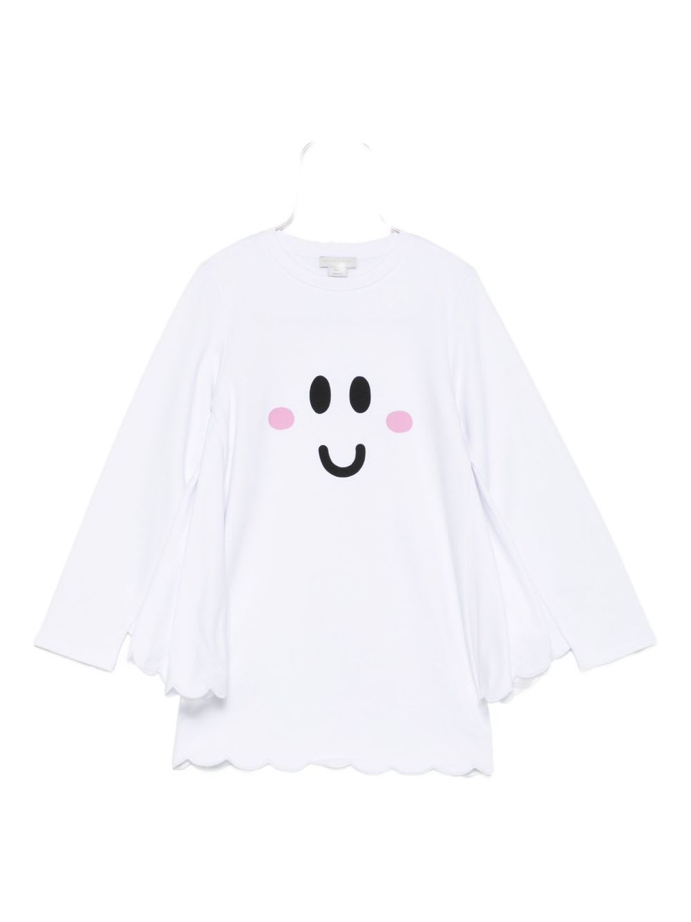 Stella Mccartney White Sweatshirt For Girl With Smiley Face In White