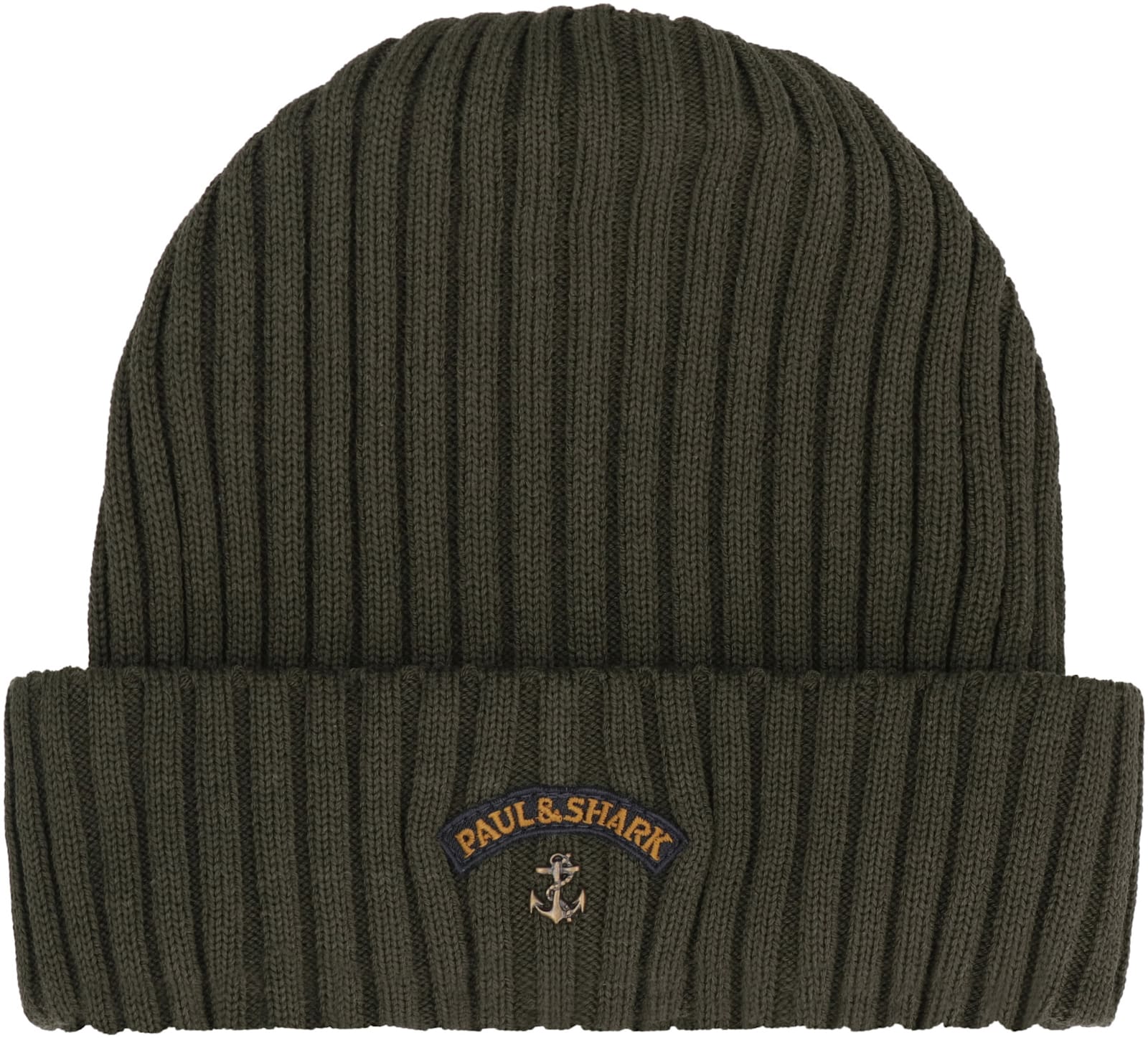 Paul&shark Ribbed Wool Beanie In Green