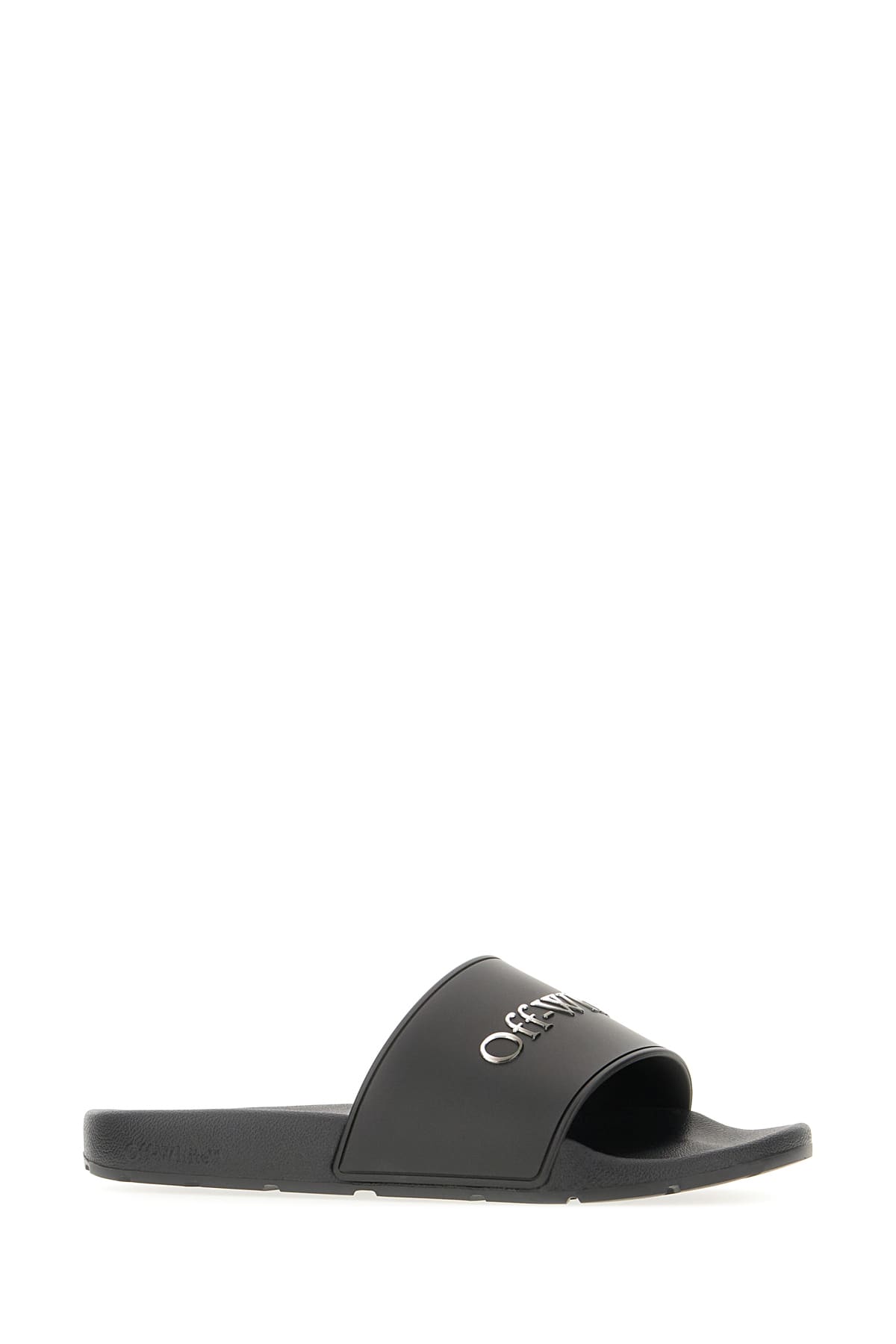 Shop Off-white Black Rubber Bookish Slippers In Black Silver